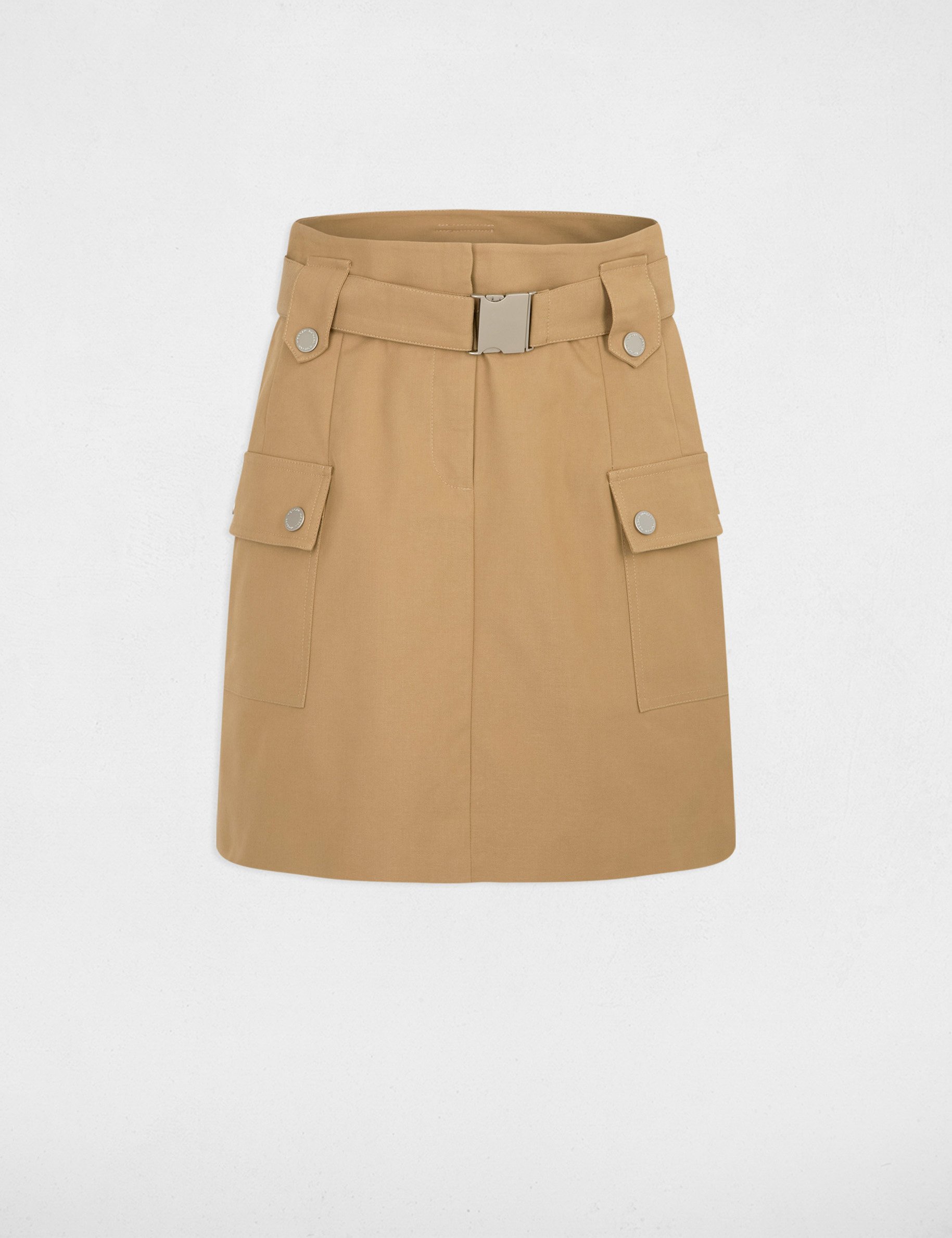 jupe courte poches a rabat beige femme Jupe courte poches à rabat beige femme