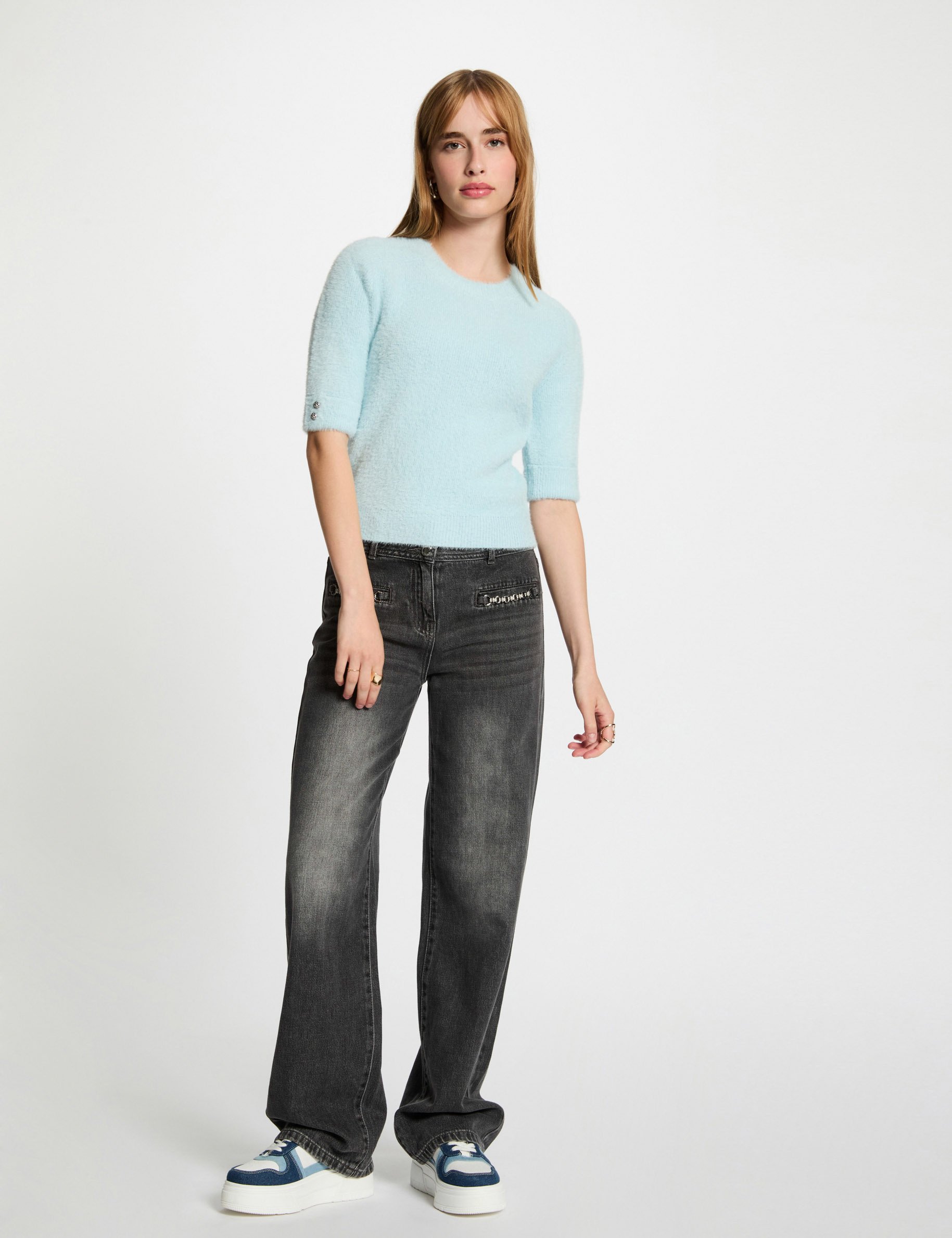 pull manches courtes bleu ciel femme Pull manches courtes bleu ciel femme