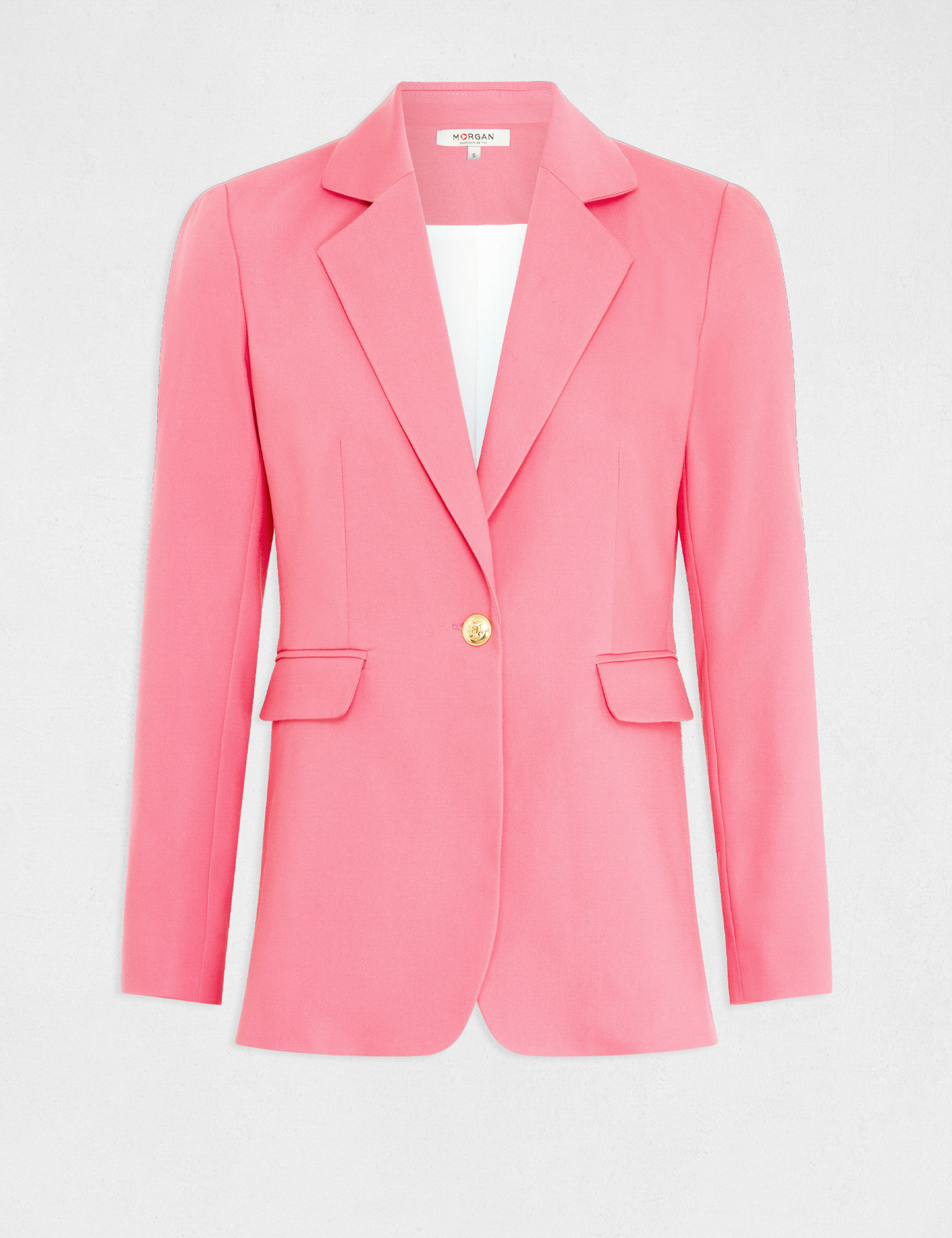 Waisted buttoned blazer pink ladies'