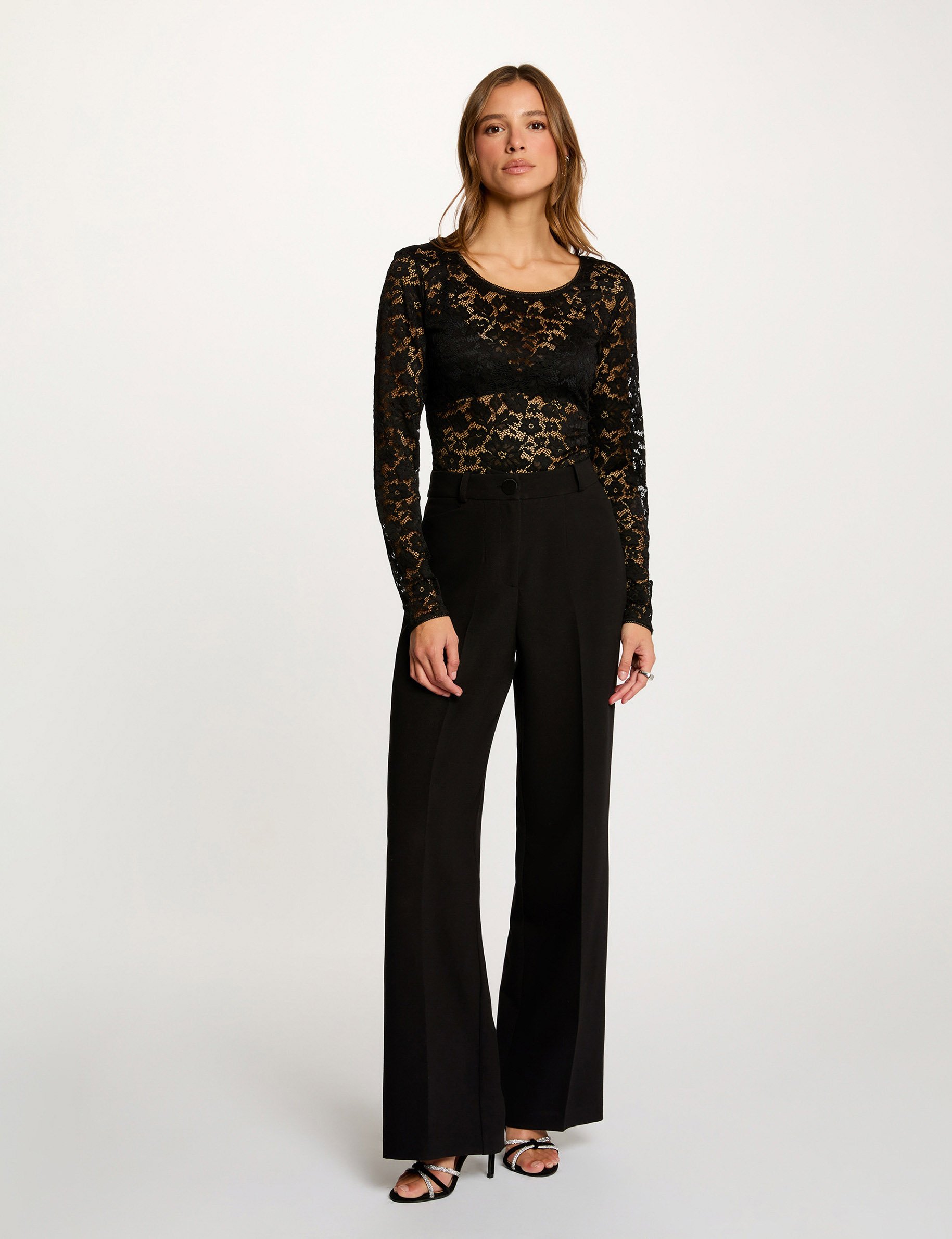 lace bodysuit with neckline black women Lace bodysuit with neckline black women