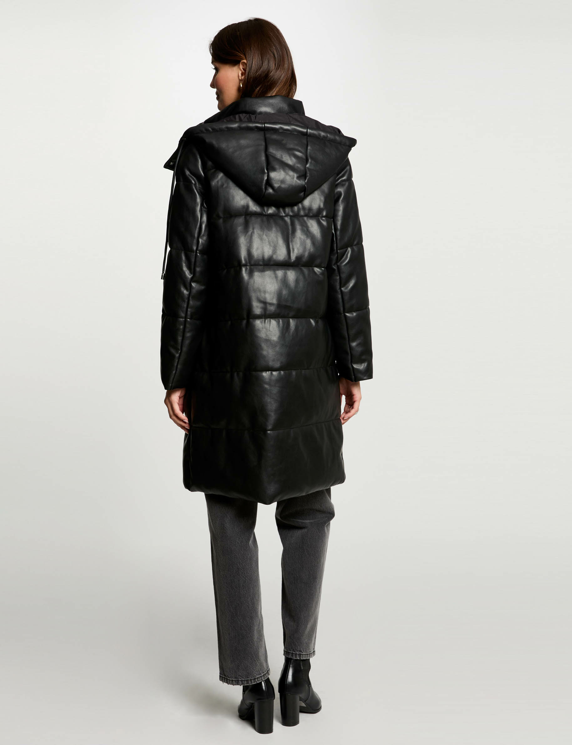 Faux leather padded jacket Black women