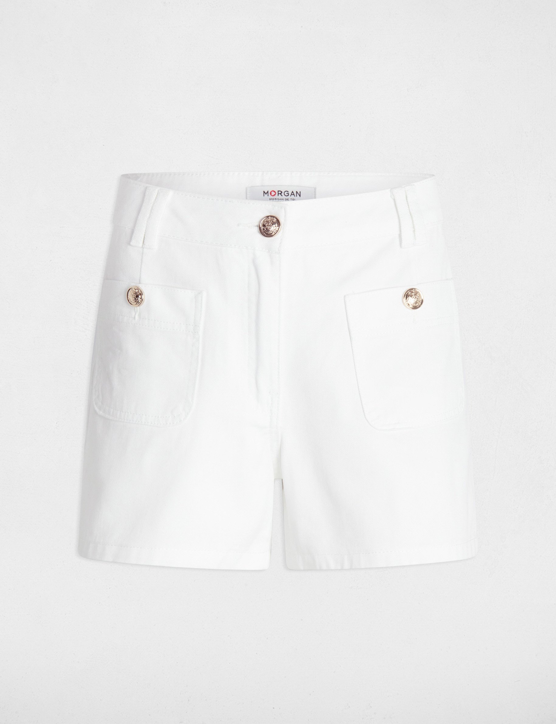 High-waisted denim short white women