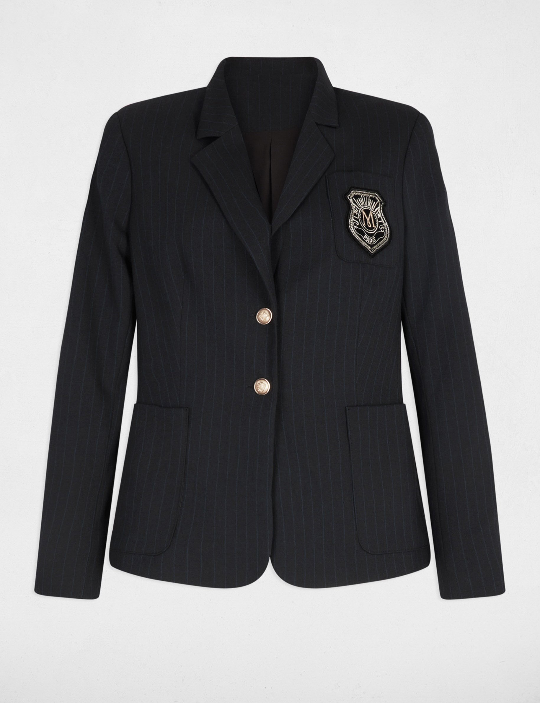 blazer droit a rayures bleu marine femme Blazer droit à rayures bleu marine femme