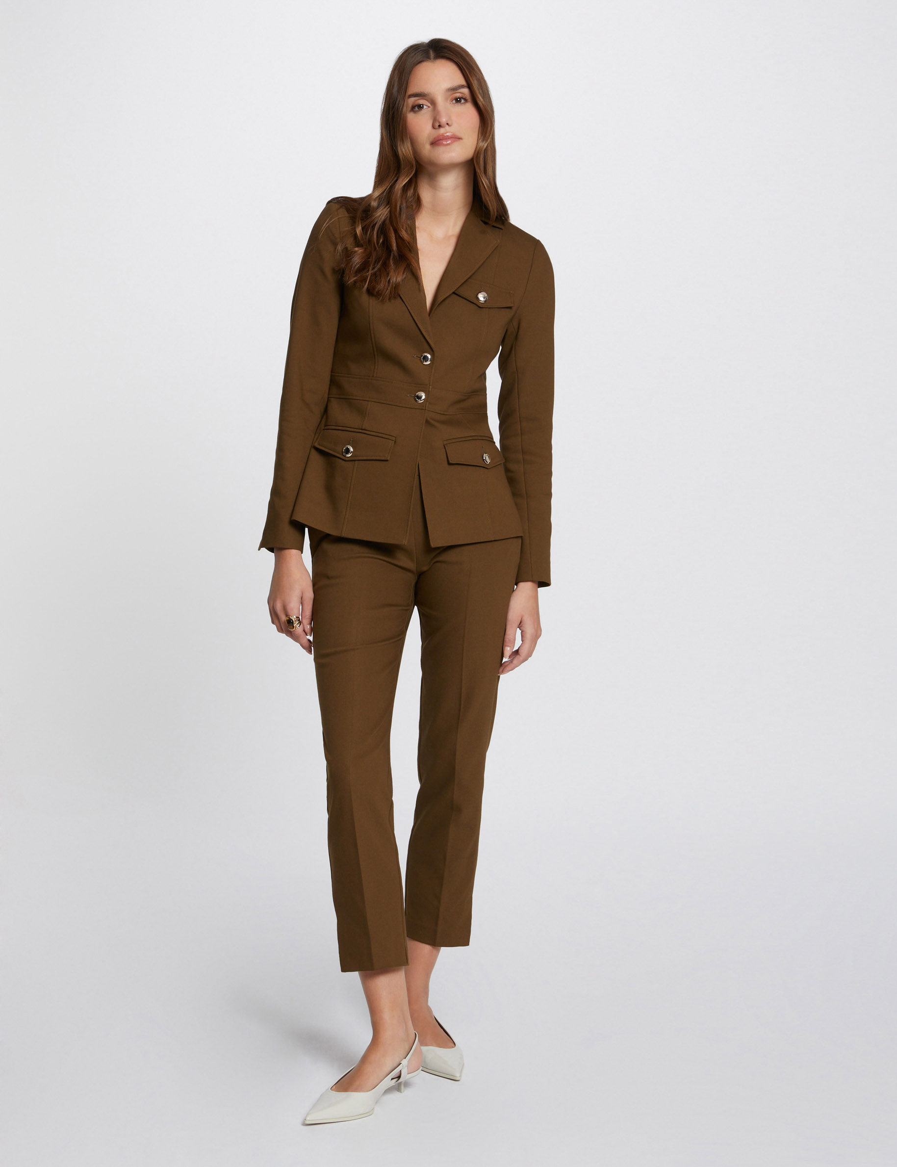 Cropped cigarette trousers khaki green ladies'