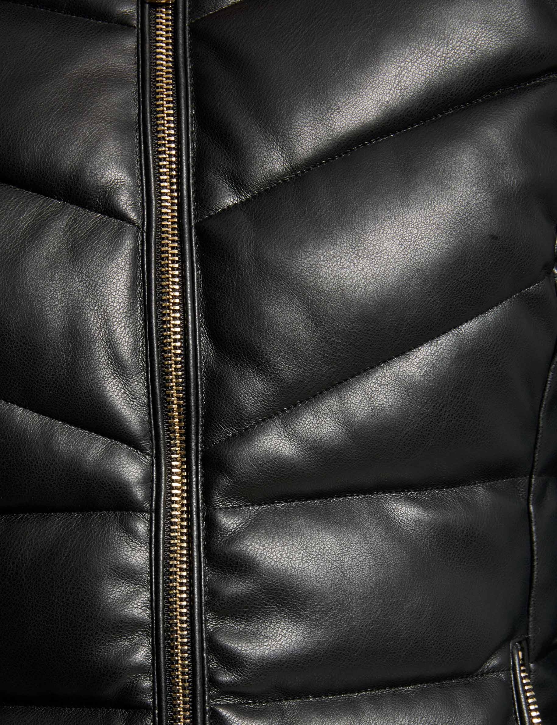 faux leather padded jacket black women null