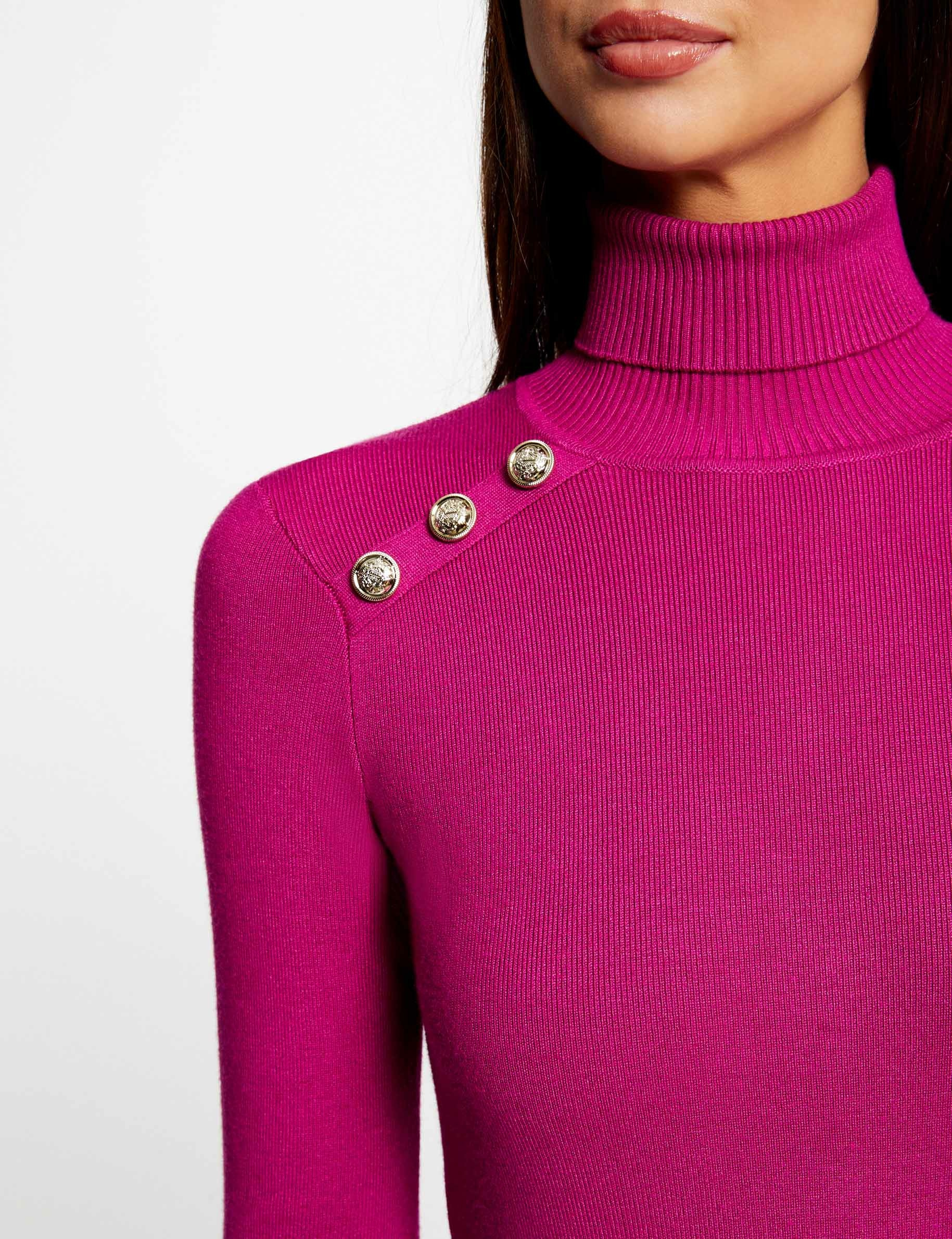 Fitted jumper dress with turtleneck raspberry ladies'