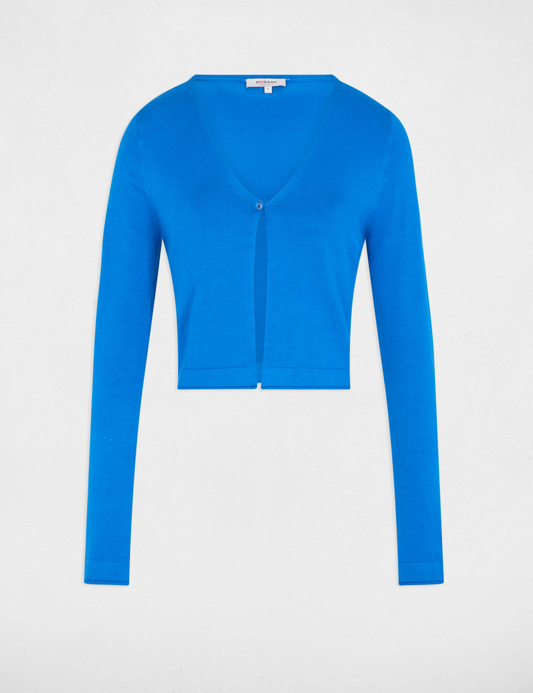 Long-sleeved cardigan with V-neck electric blue women