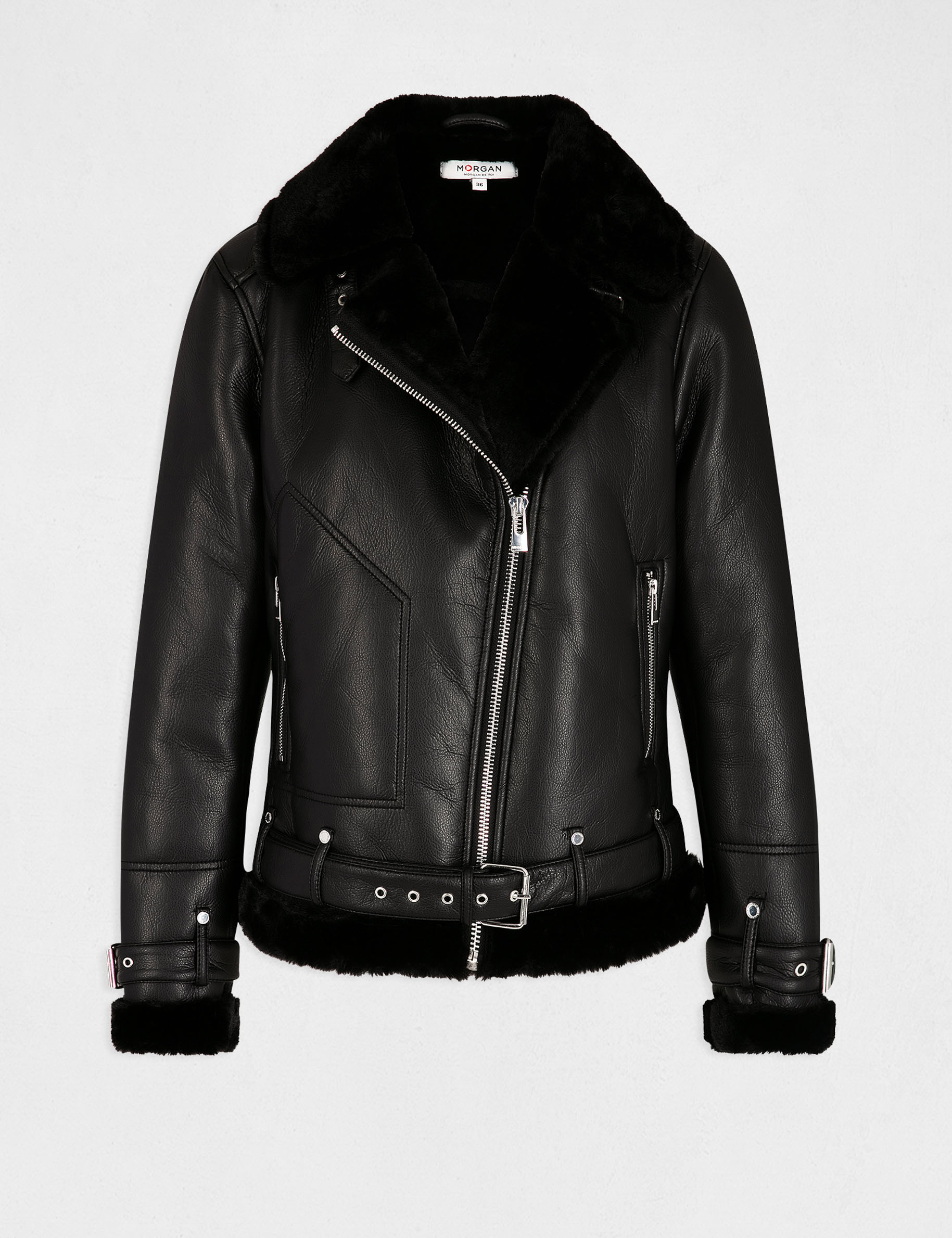 Straight jacket in faux leather black ladies' Straight jacket in faux leather black ladies'