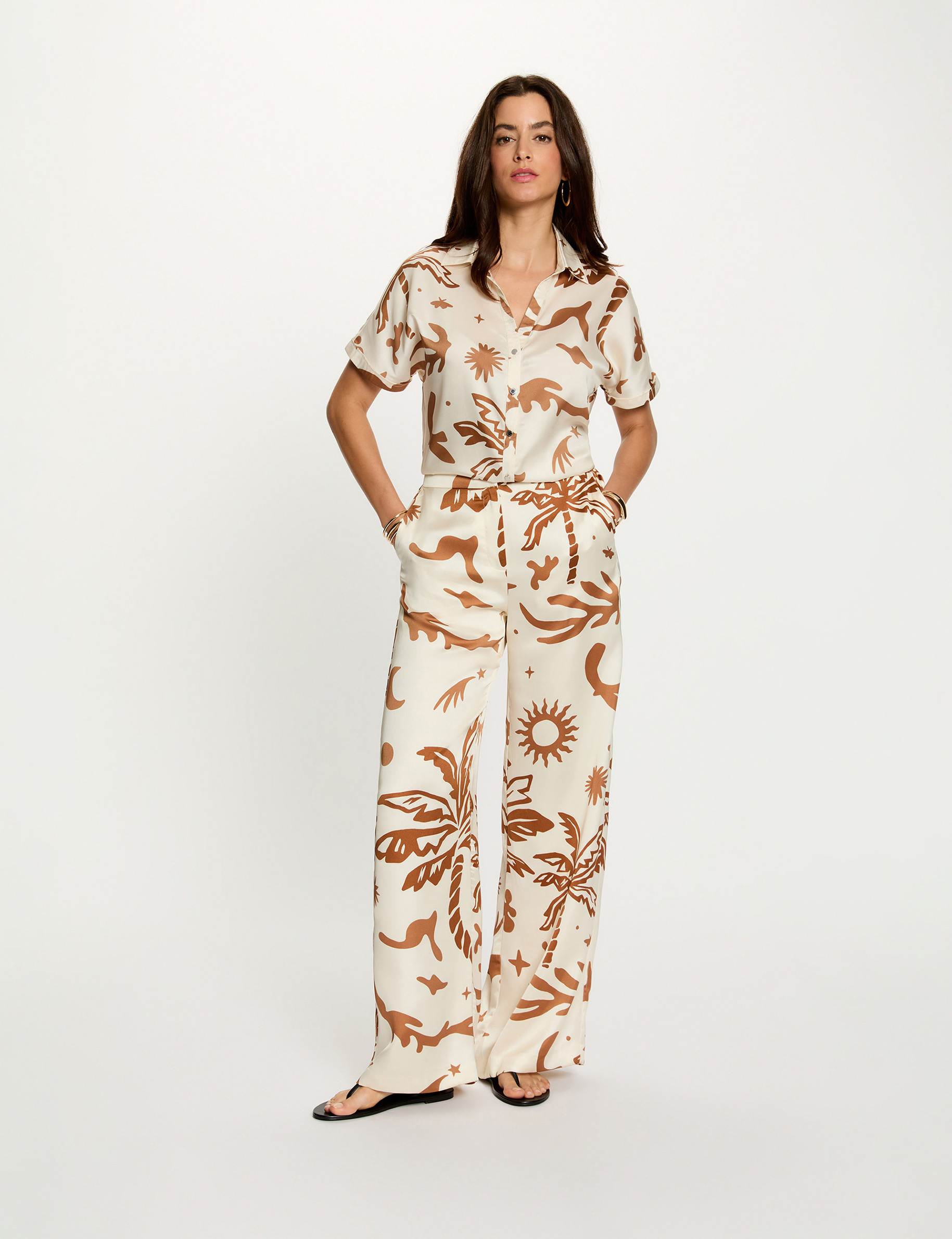 Wide satin trousers multicolor women