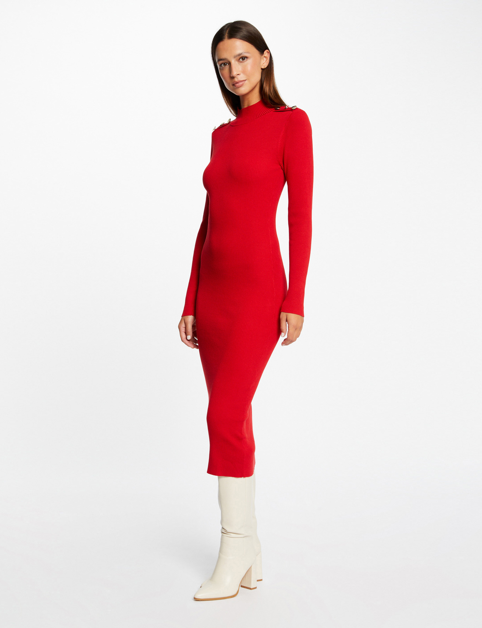 red jumper dress womens River Island Cosy jumper dress in red