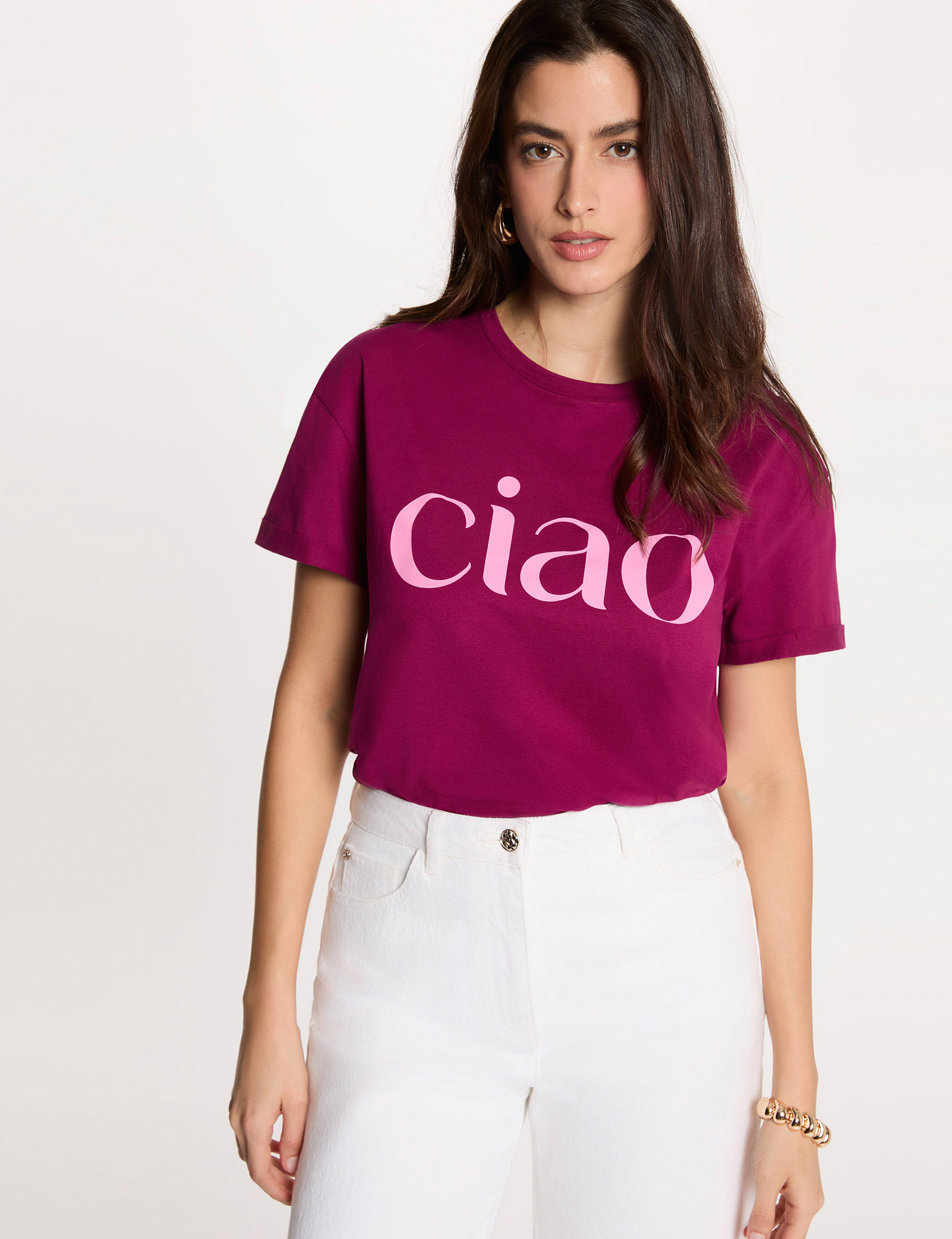 Round neck t-shirt plum women