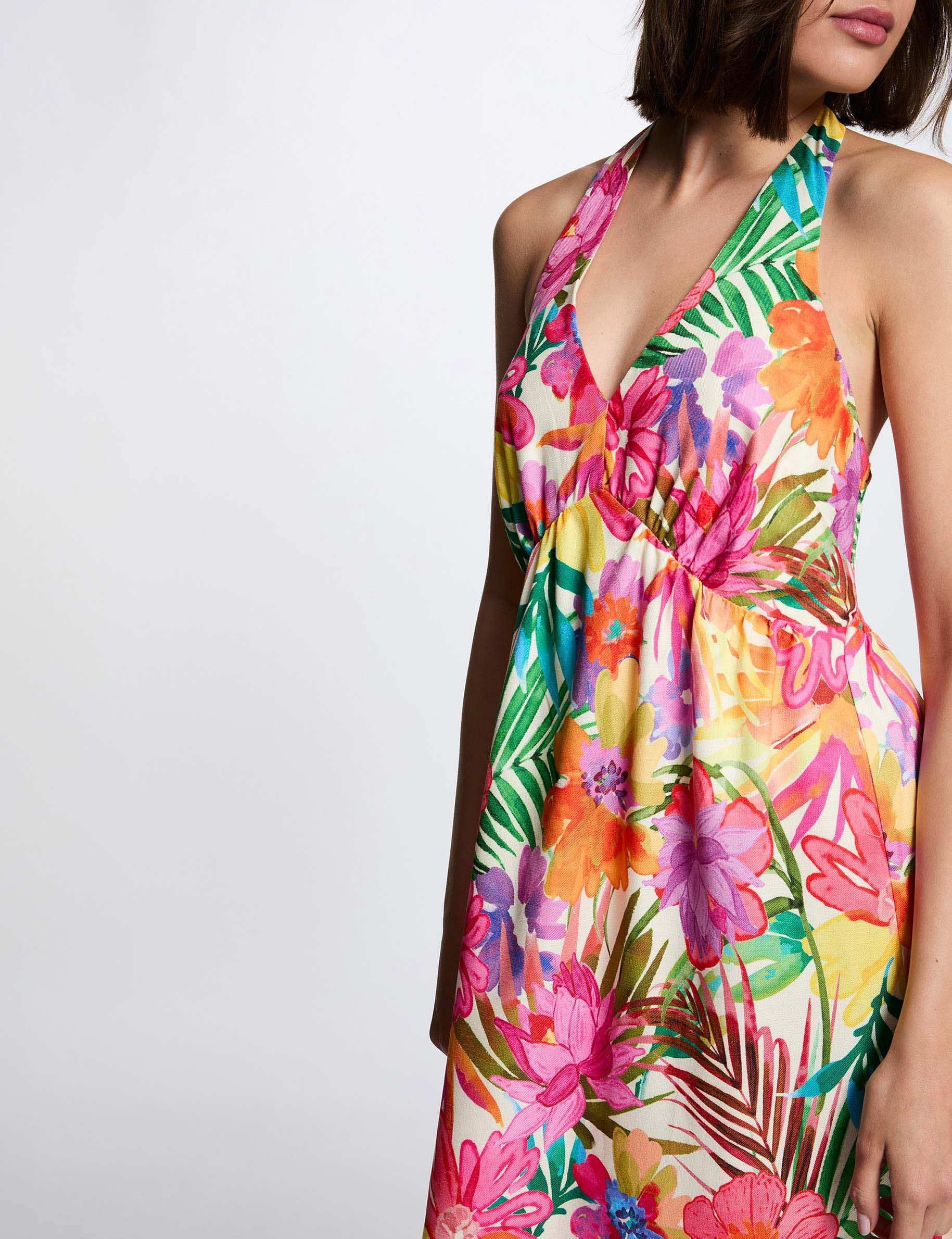 Flowy patterned dress multicolor women