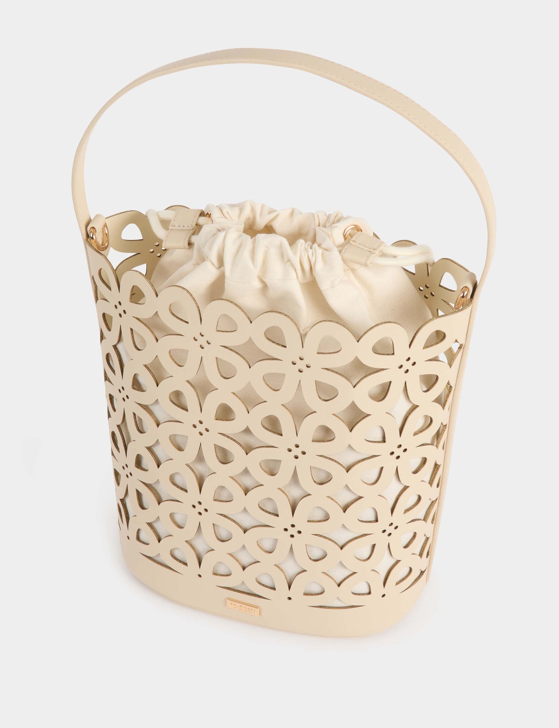 Cut-out bucket bag white women