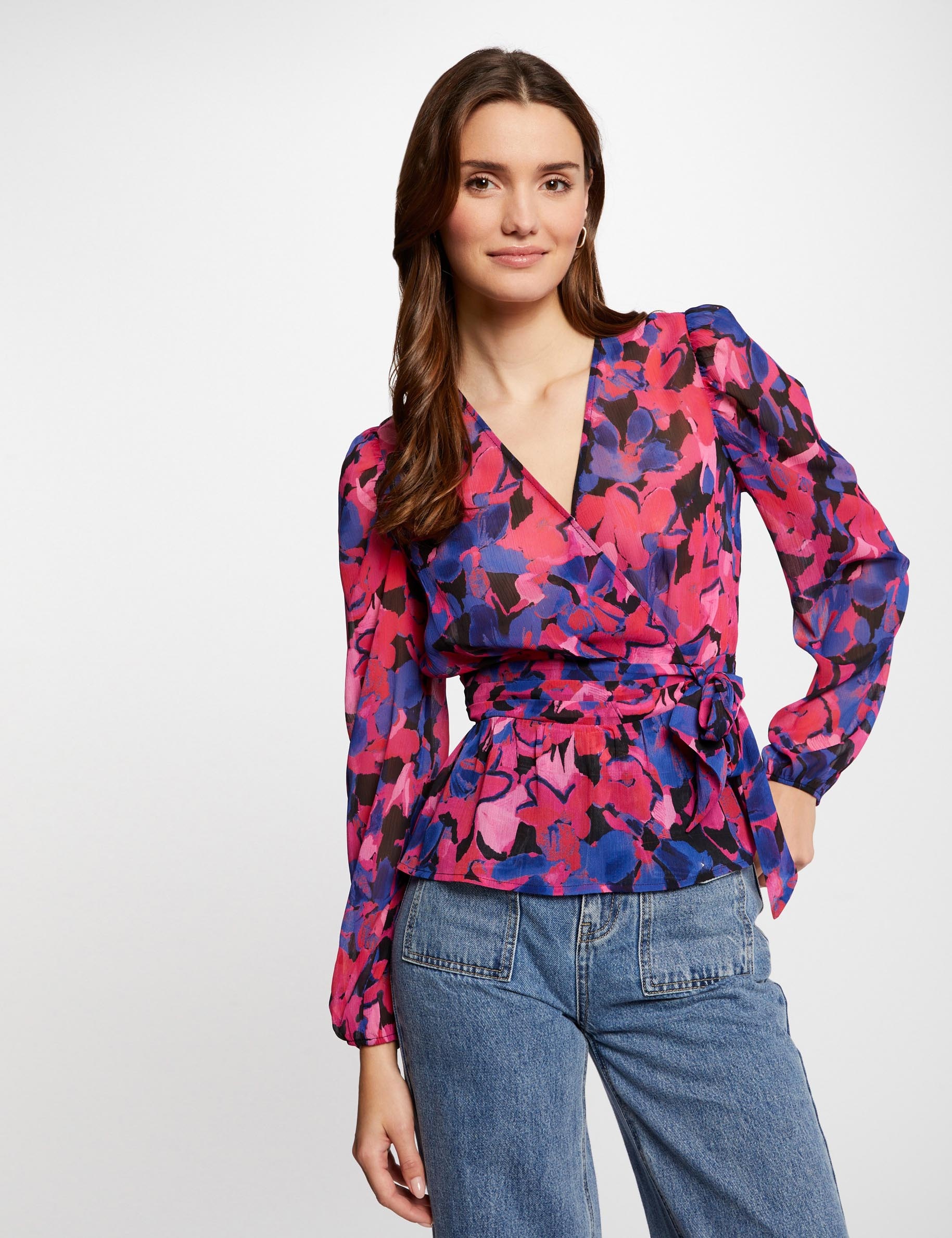 Wrap-over top floral print multico ladies'