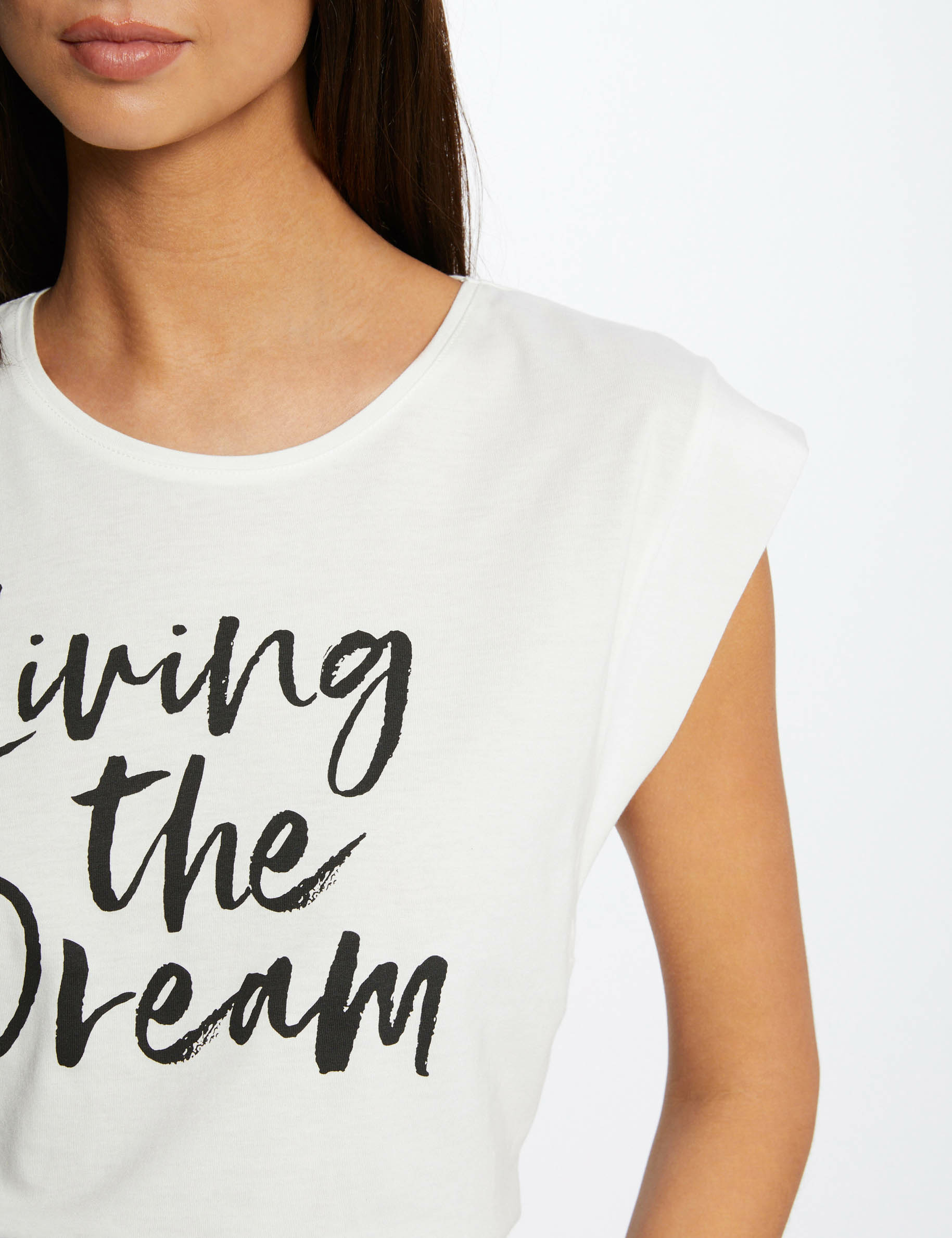 short sleeved t shirt with message ecru women Short-sleeved t-shirt with message ecru women