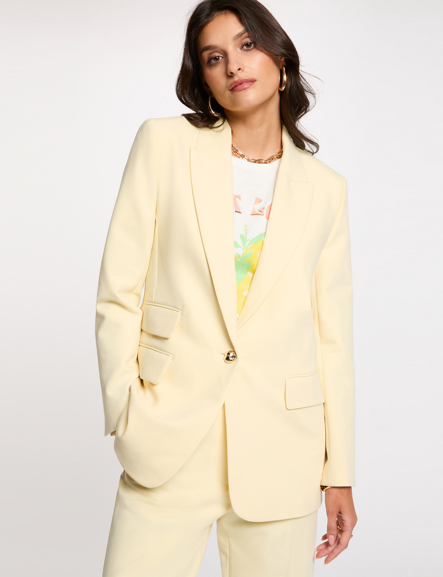 Blazer jacket pastel yellow women