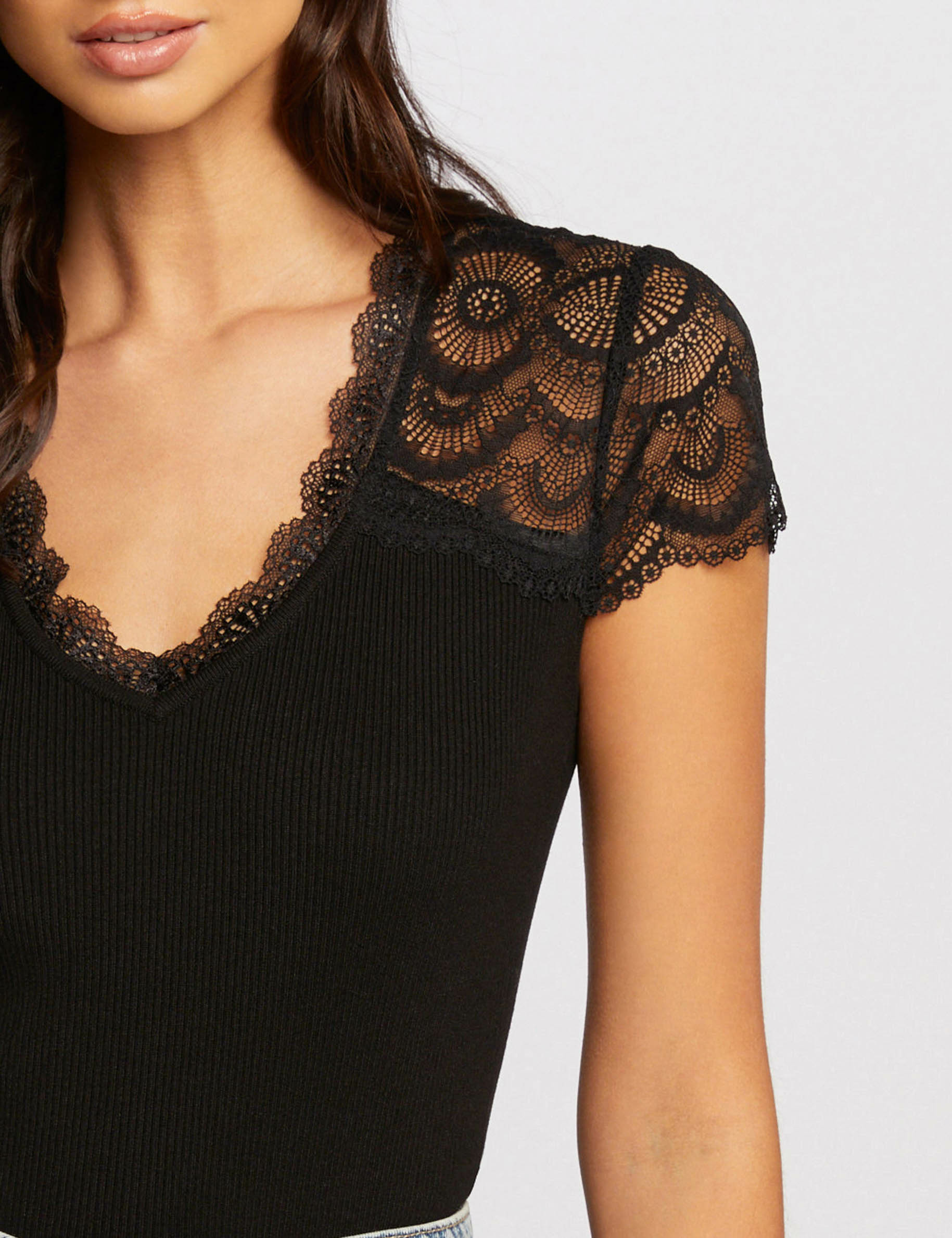 Lace short-sleeved jumper black women