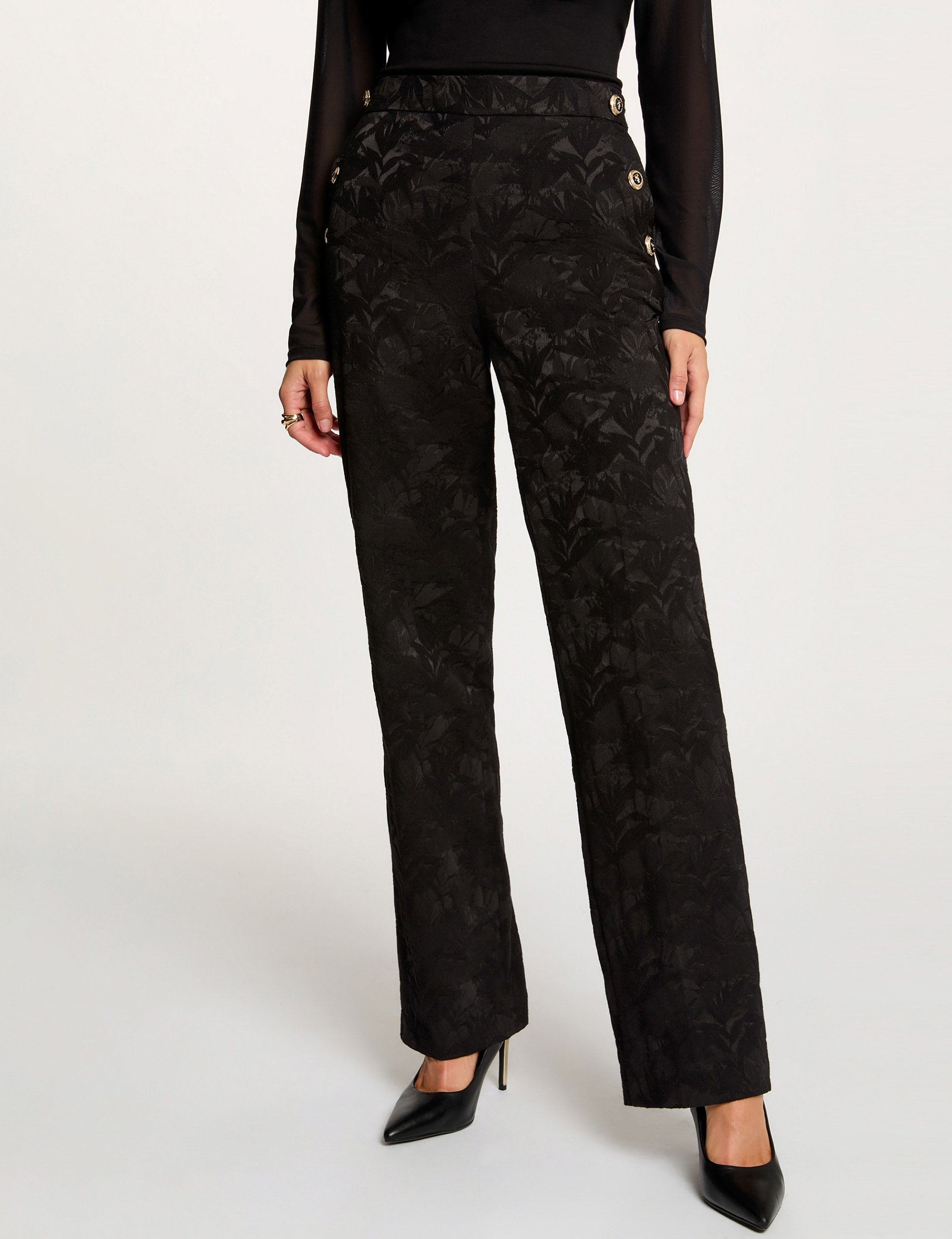 pantalon slim taille haute noir femme black women