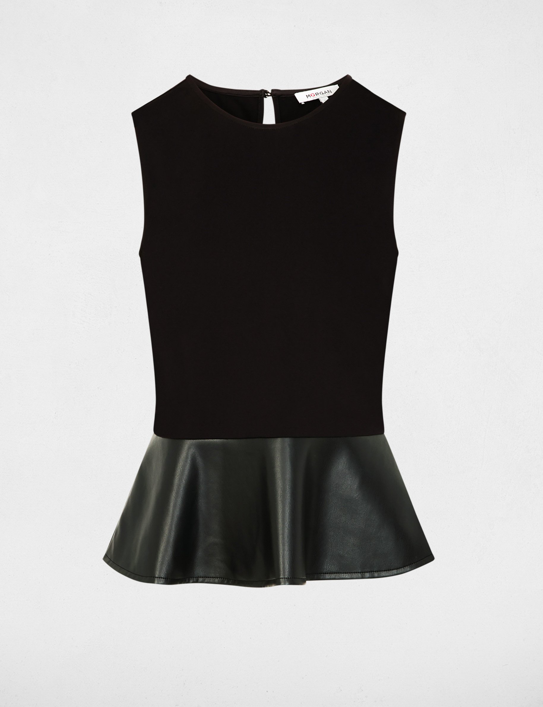 T-shirt cintré similicuir noir femme