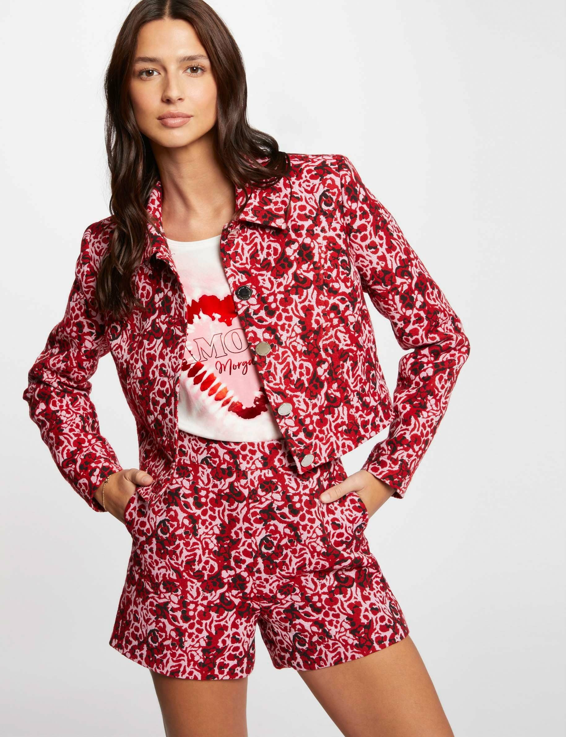 short jacquard jacket multicolored women Short jacquard jacket multicolored women
