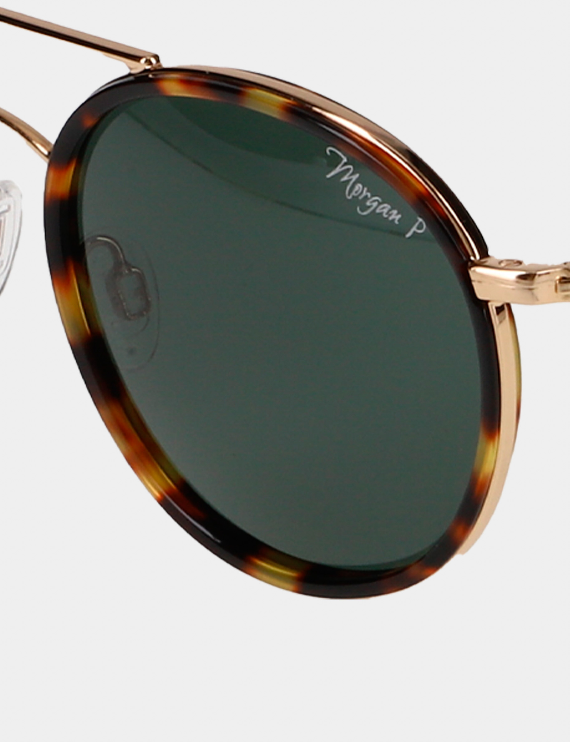 Round sunglasses with brow bar gold ladies'