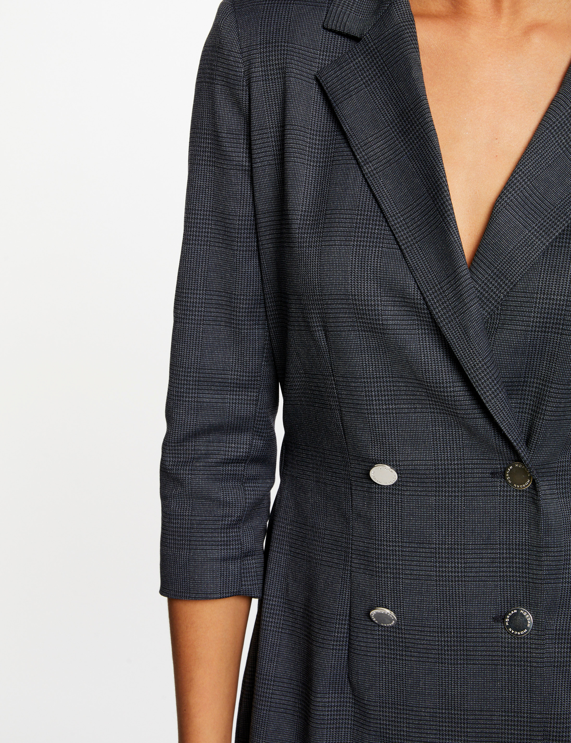 Checked wrap dress navy ladies' Checked wrap dress navy ladies'