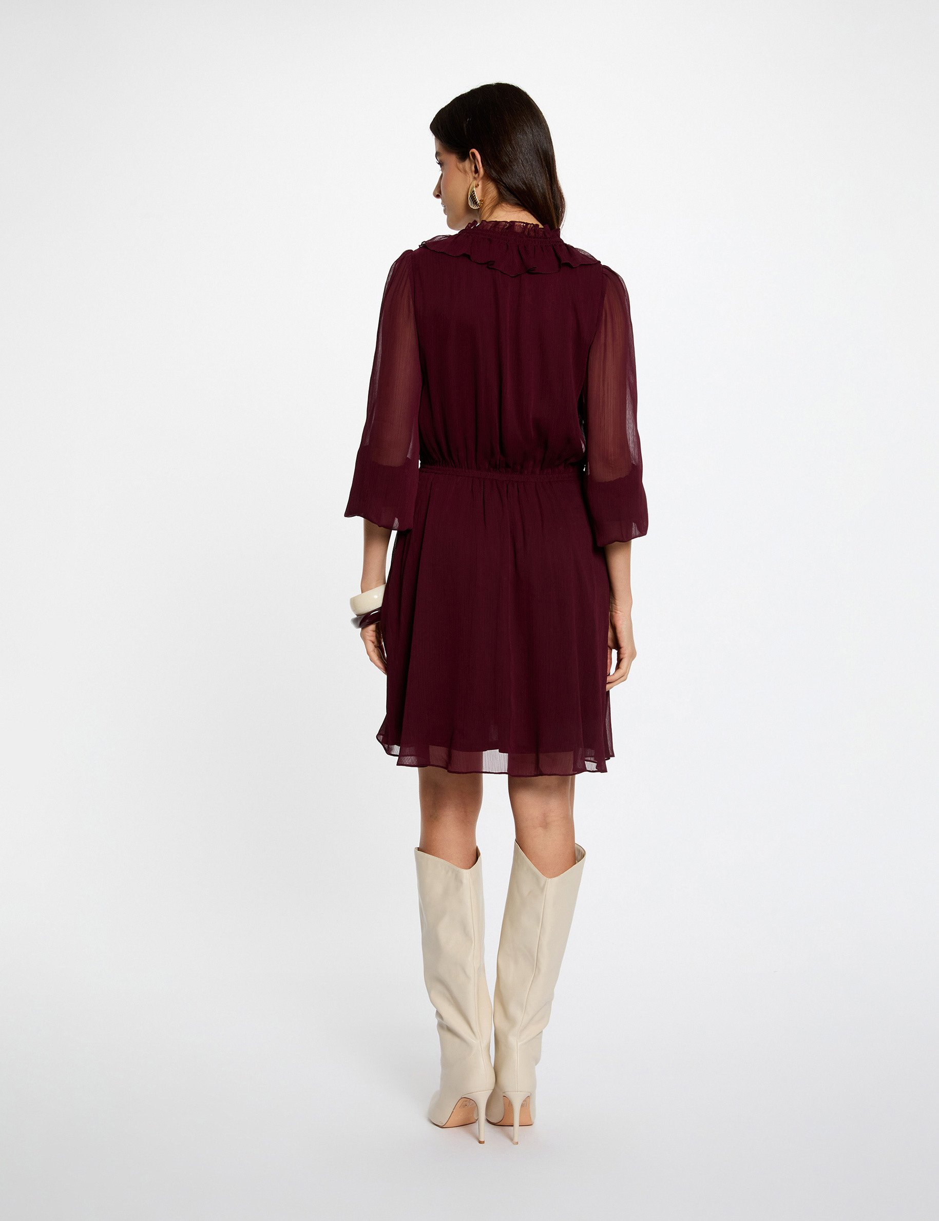 Fitted short dress plum women