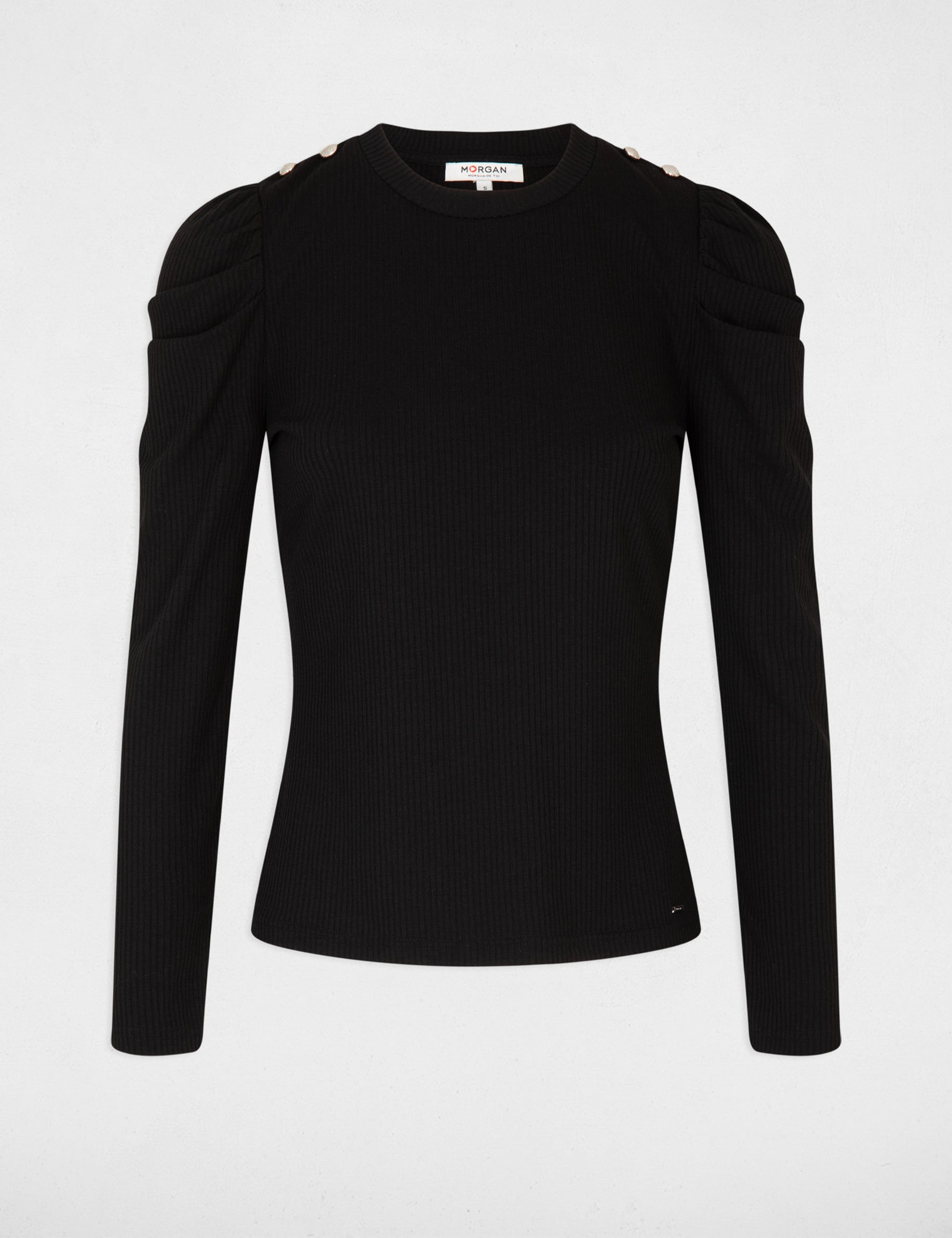Ribbed long-sleeved t-shirt black women