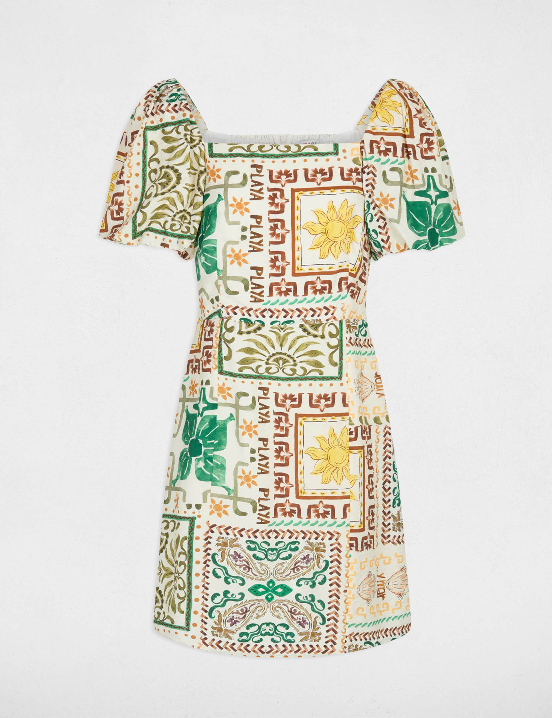 Short dress with puff sleeves multicolor women