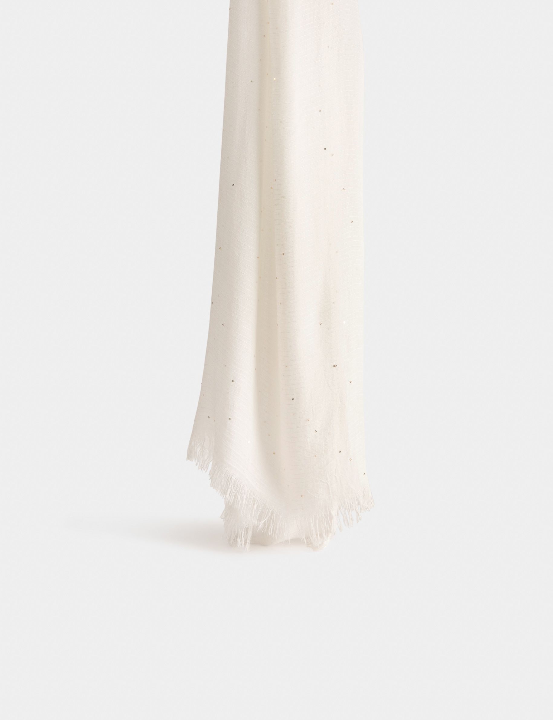 Scarf with sequins details white ladies'