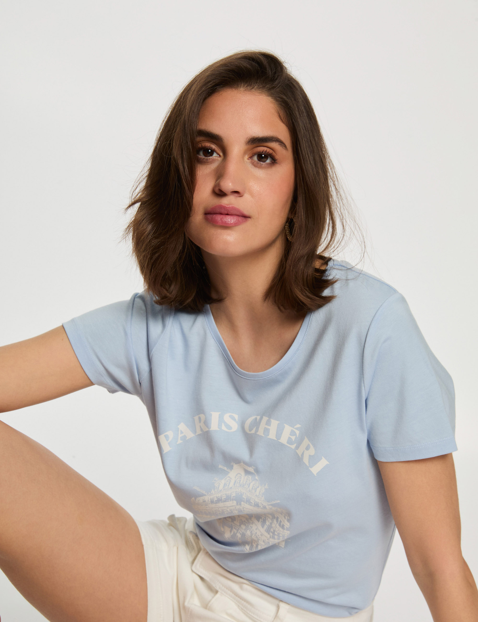 t shirt with message sky blue women T-shirt with message sky blue women