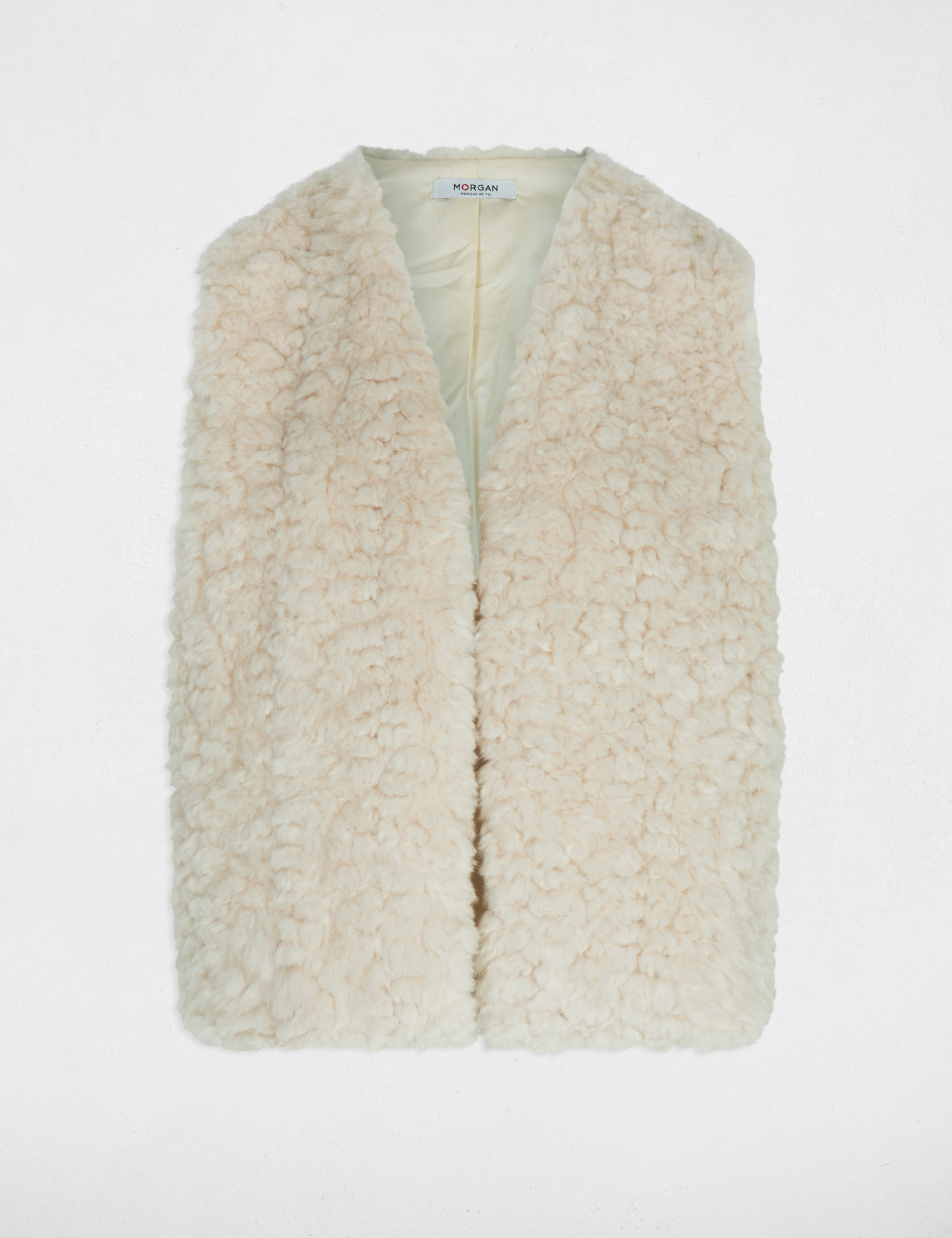Faux fur gilet ivory women