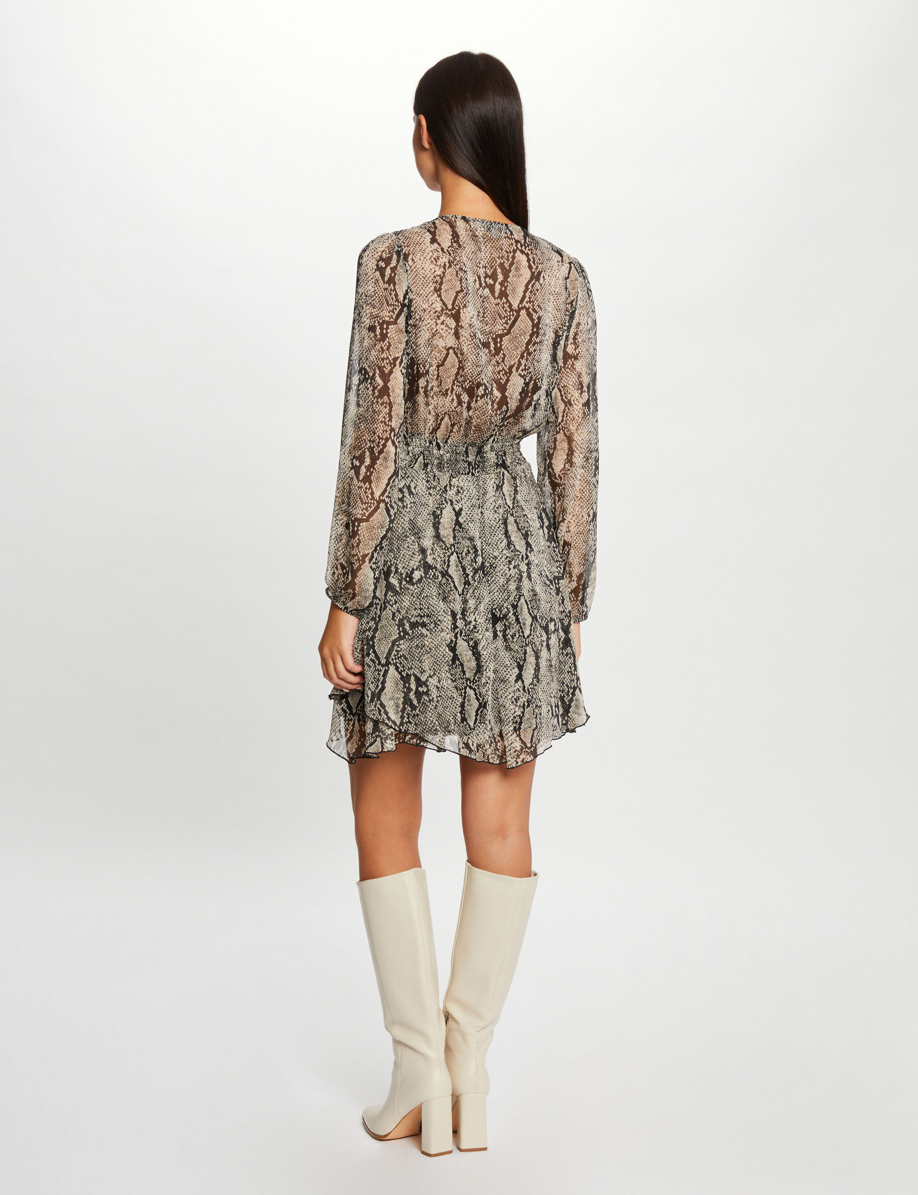 A-line dress with snake print multicolor women