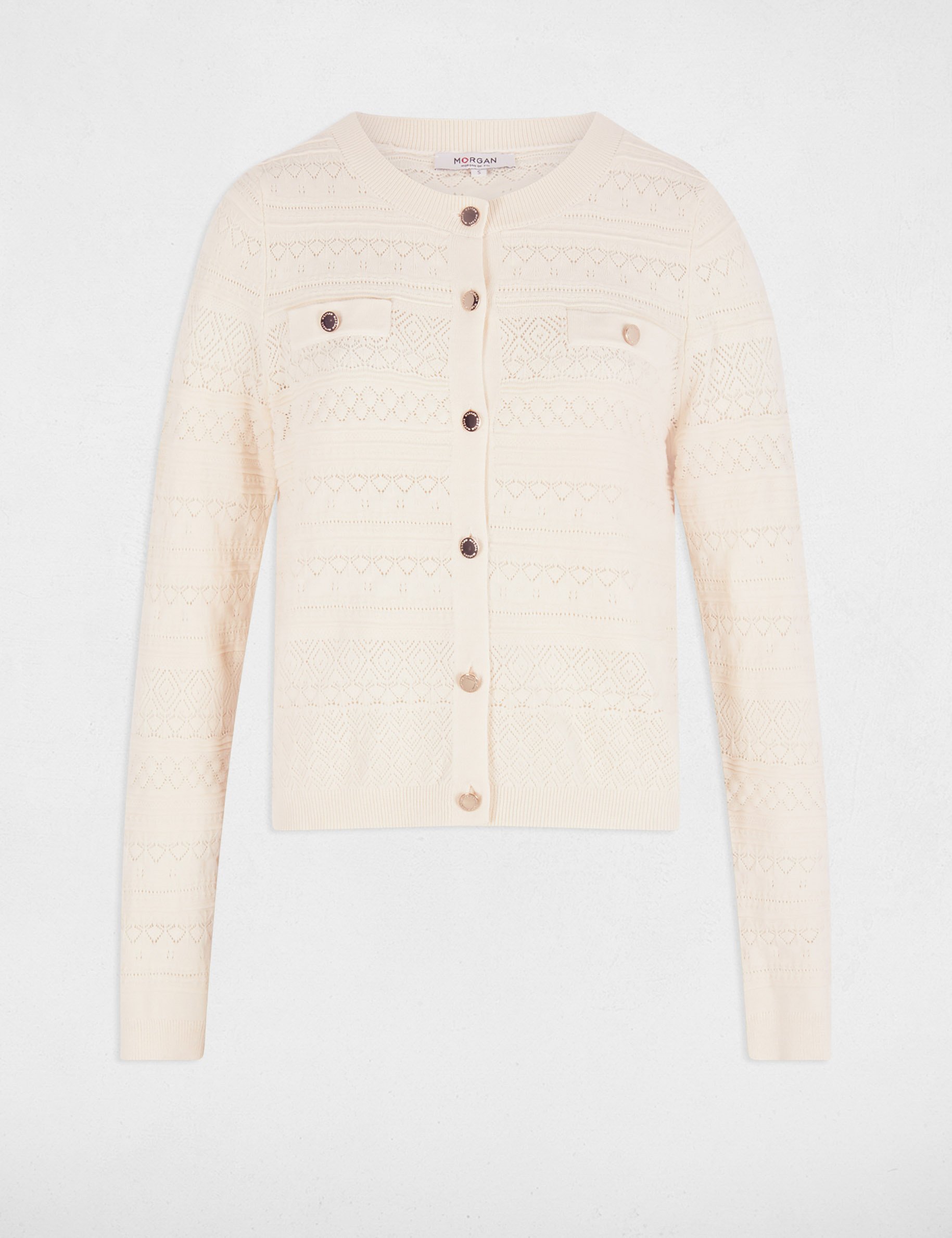 gilet col rond ivoire femme Gilet col rond ivoire femme