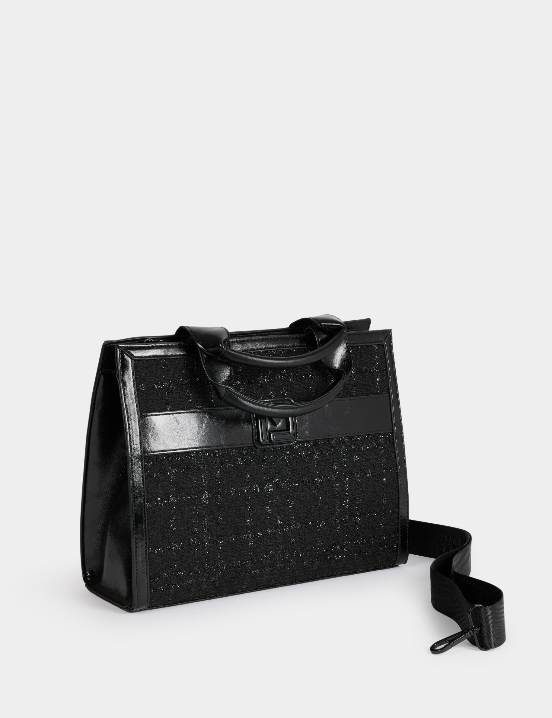 Tweed shopper bag black women