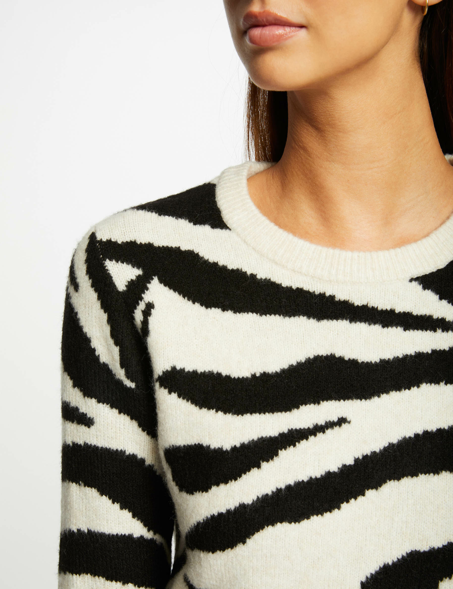 Long-sleeved jumper zebra print beige ladies'