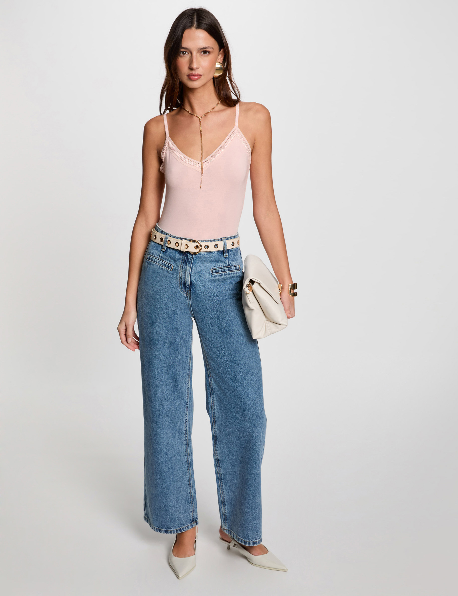 vest top thin straps with lace strips ecru women Vest top thin straps with lace strips ecru women