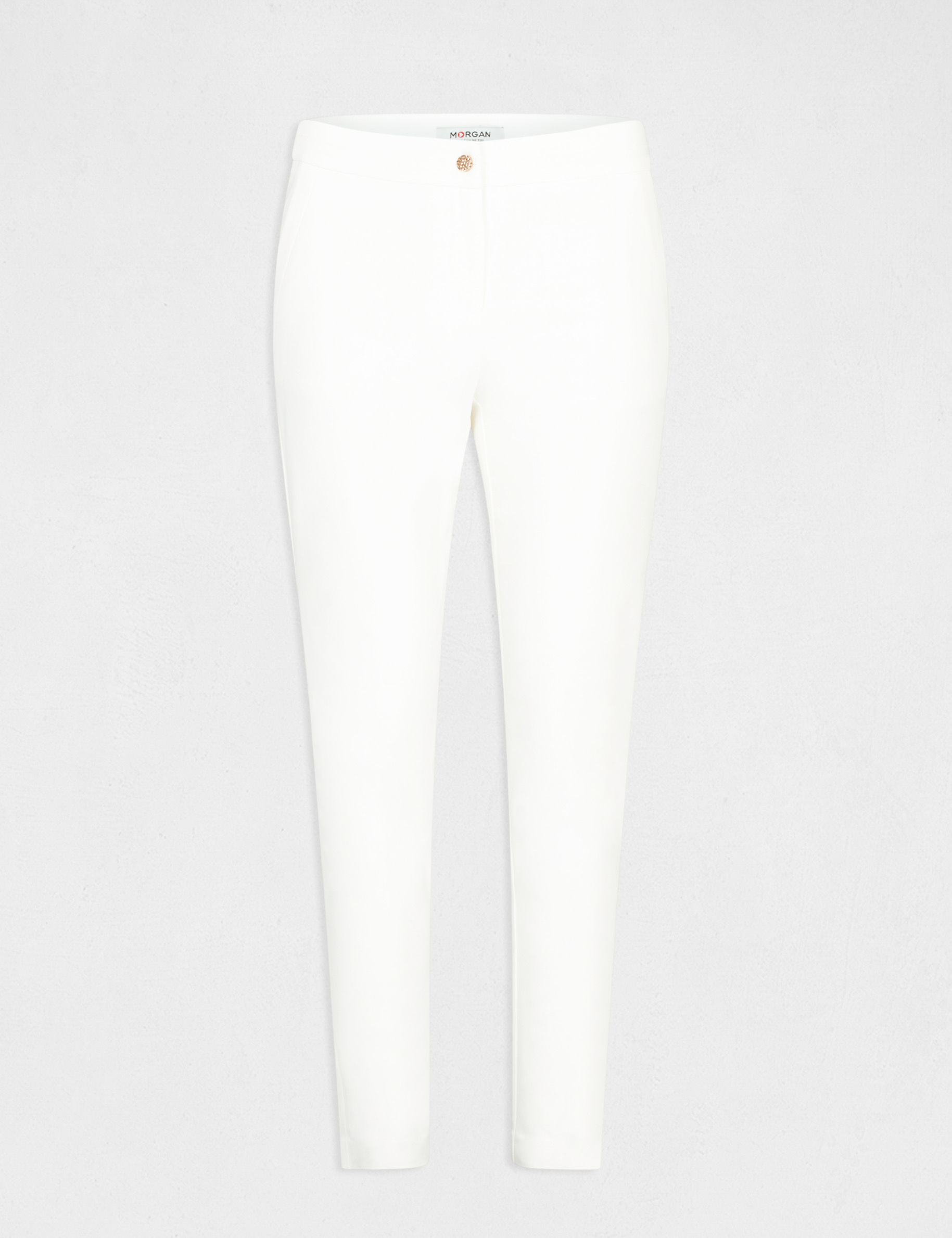 Cropped straight city trousers ecru ladies'