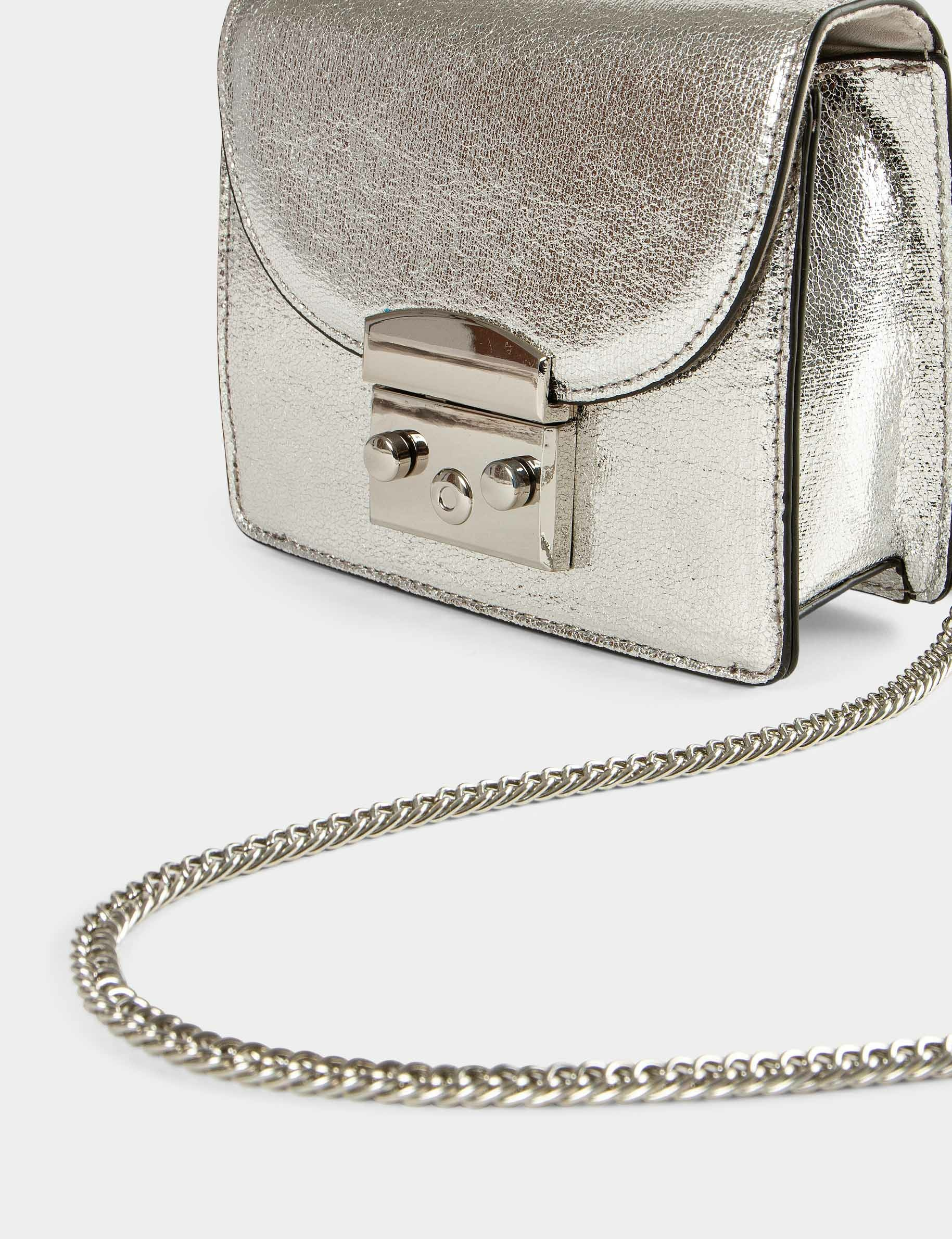 Clutch bag with metallised effect silver ladies'