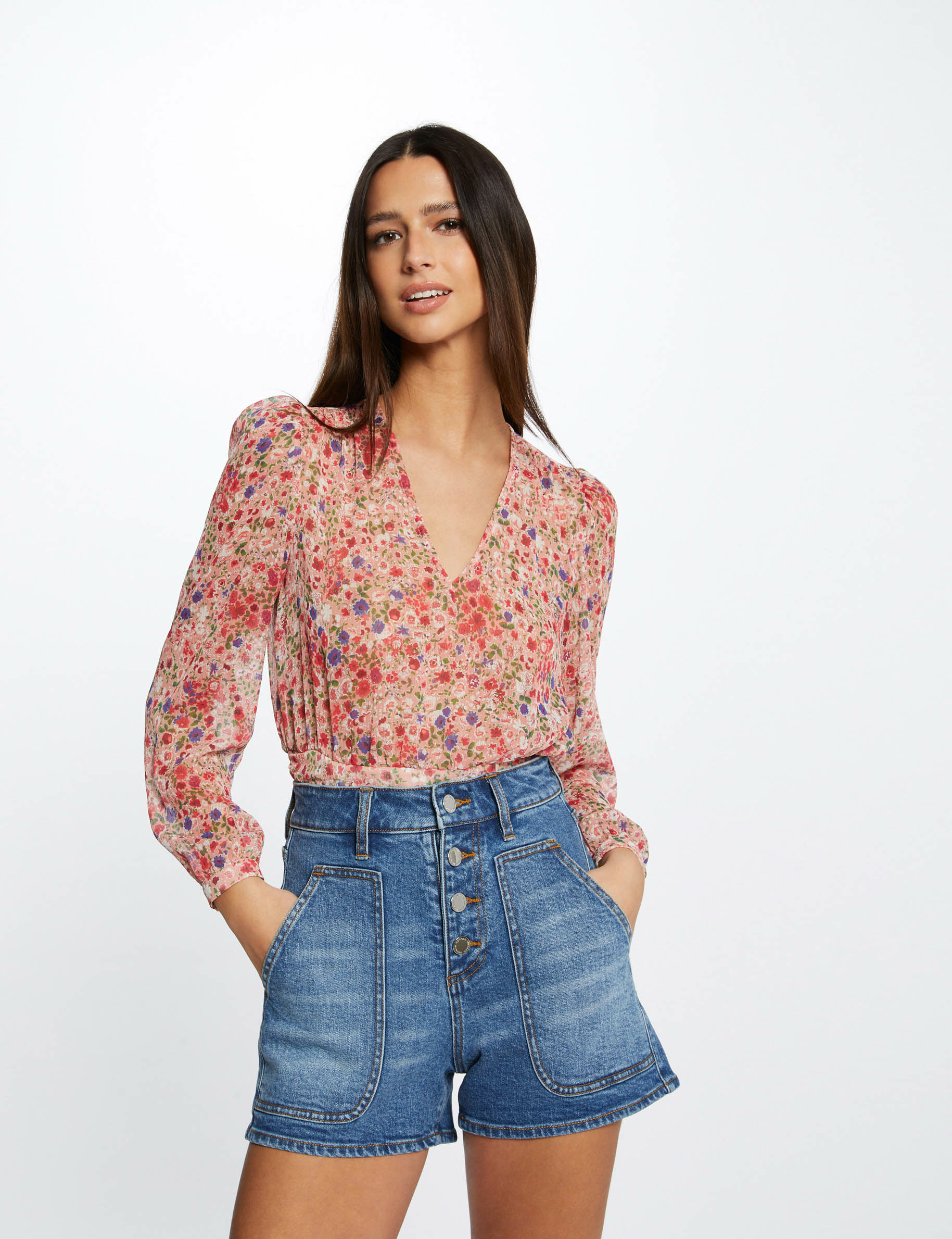 High-waisted mom denim short stone denim ladies' High-waisted mom denim short stone denim ladies'