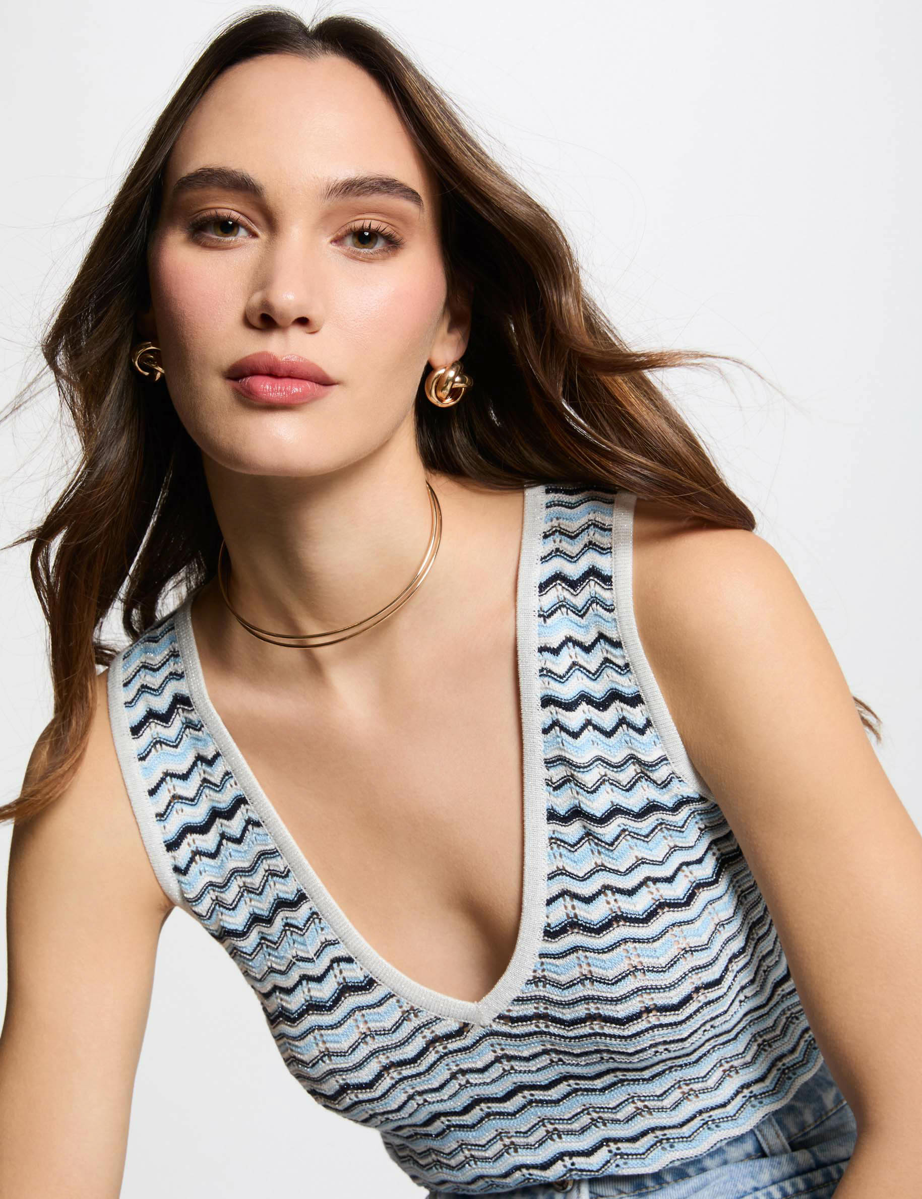 Sleeveless knitted top multicolor women