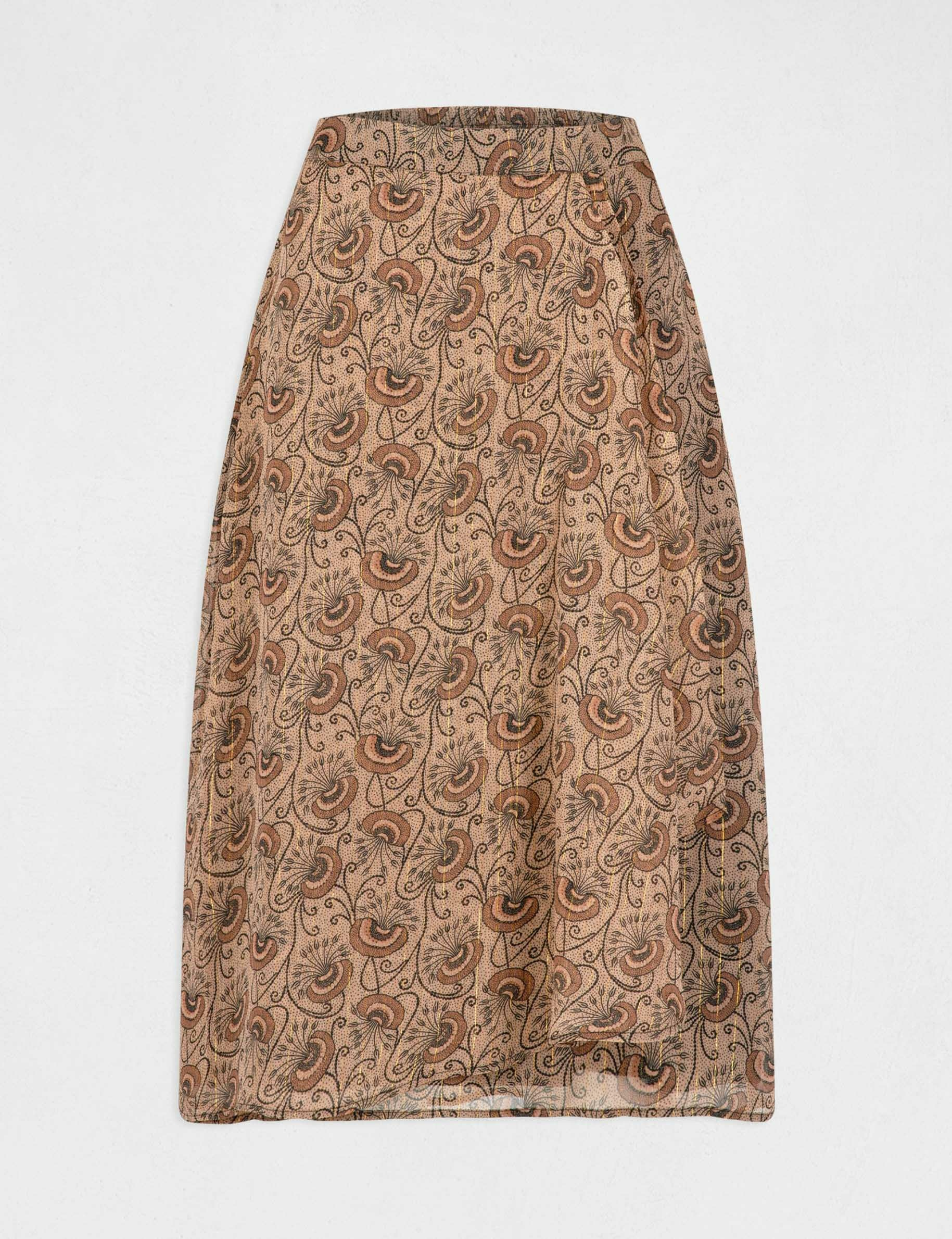 Midi A-line skirt with vegetal print multico ladies'