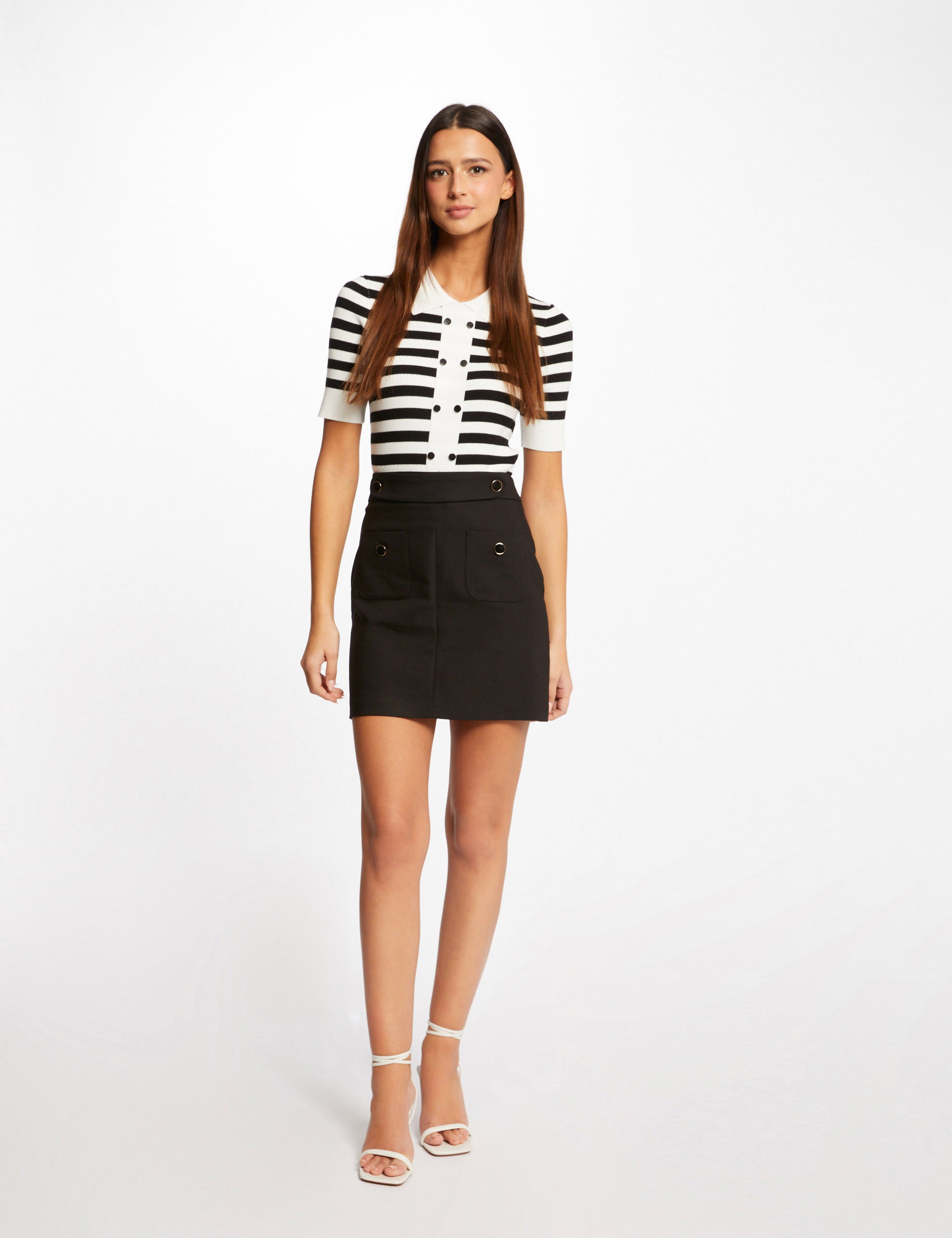 Straight skirt with buttons black ladies' Straight skirt with buttons black ladies'