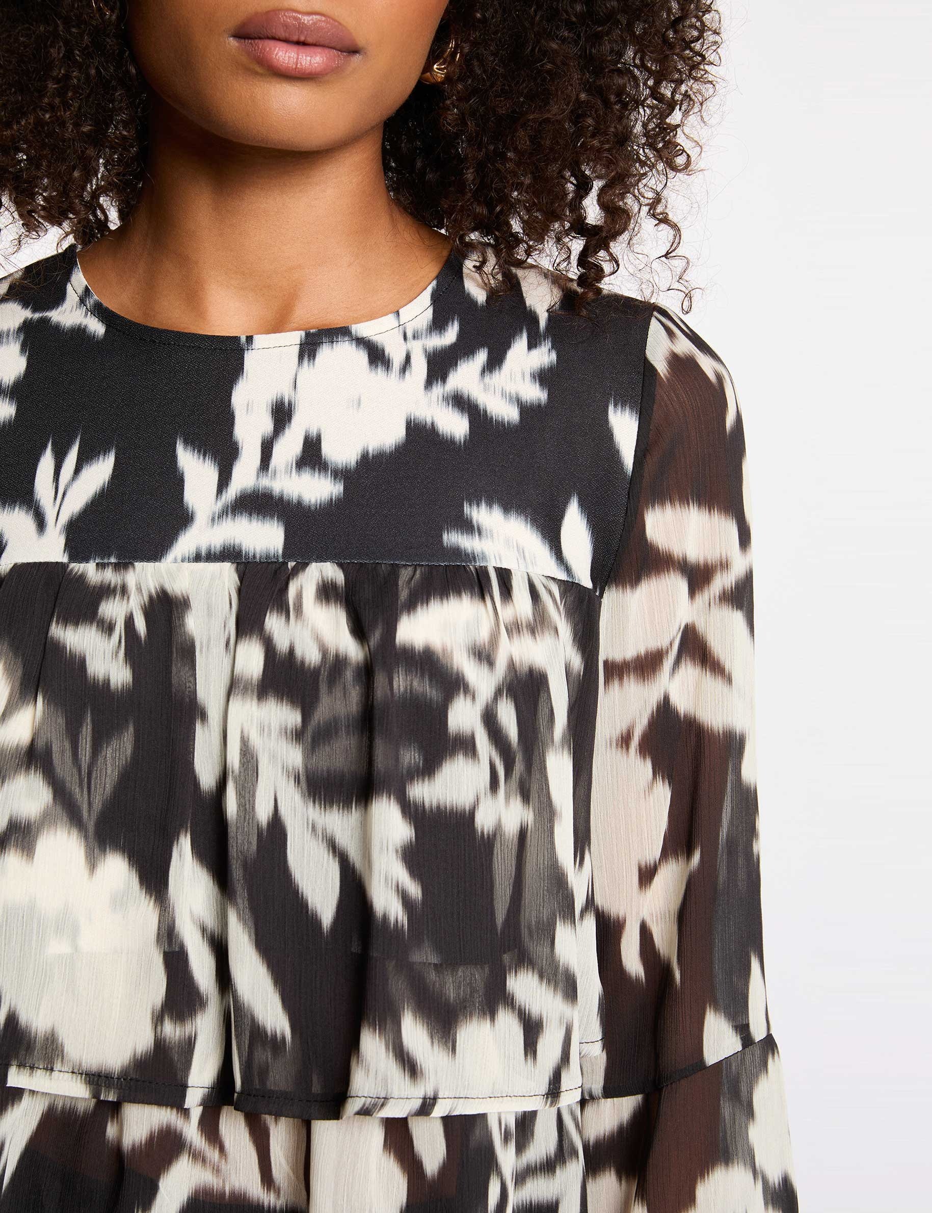 printed voile t shirt black women Printed voile t-shirt black women