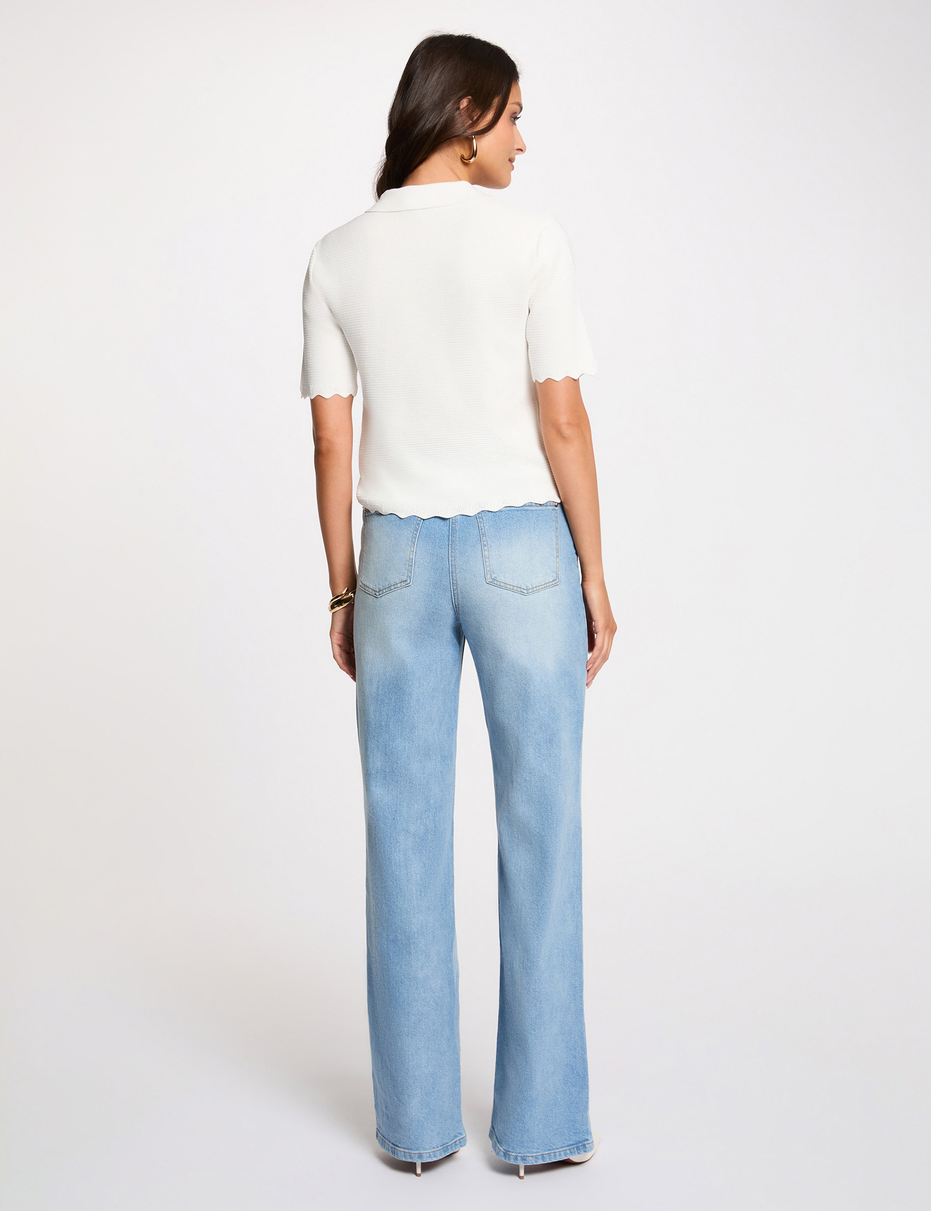 Embroidered openwork sweater white women