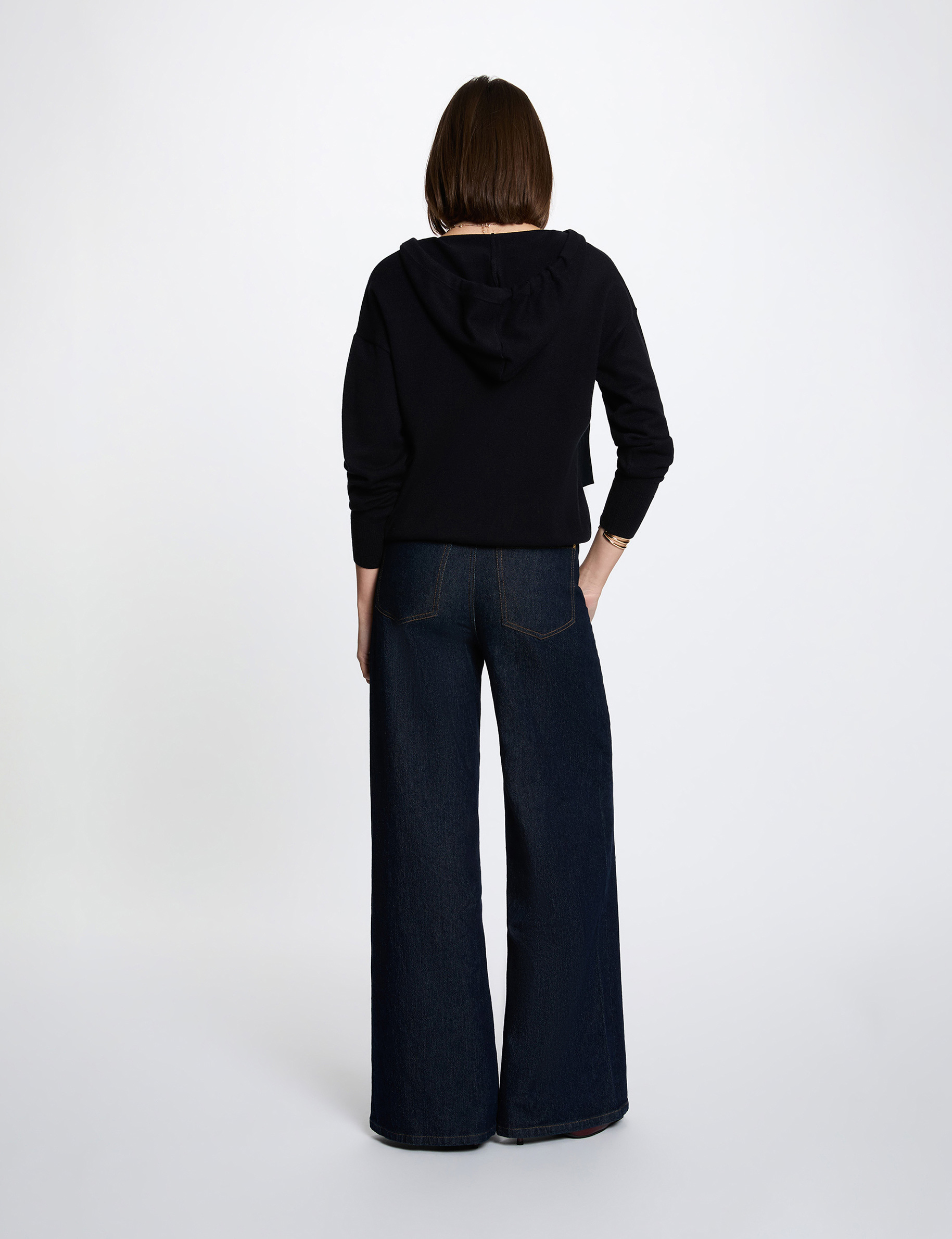 Hooded sweater navy blue women