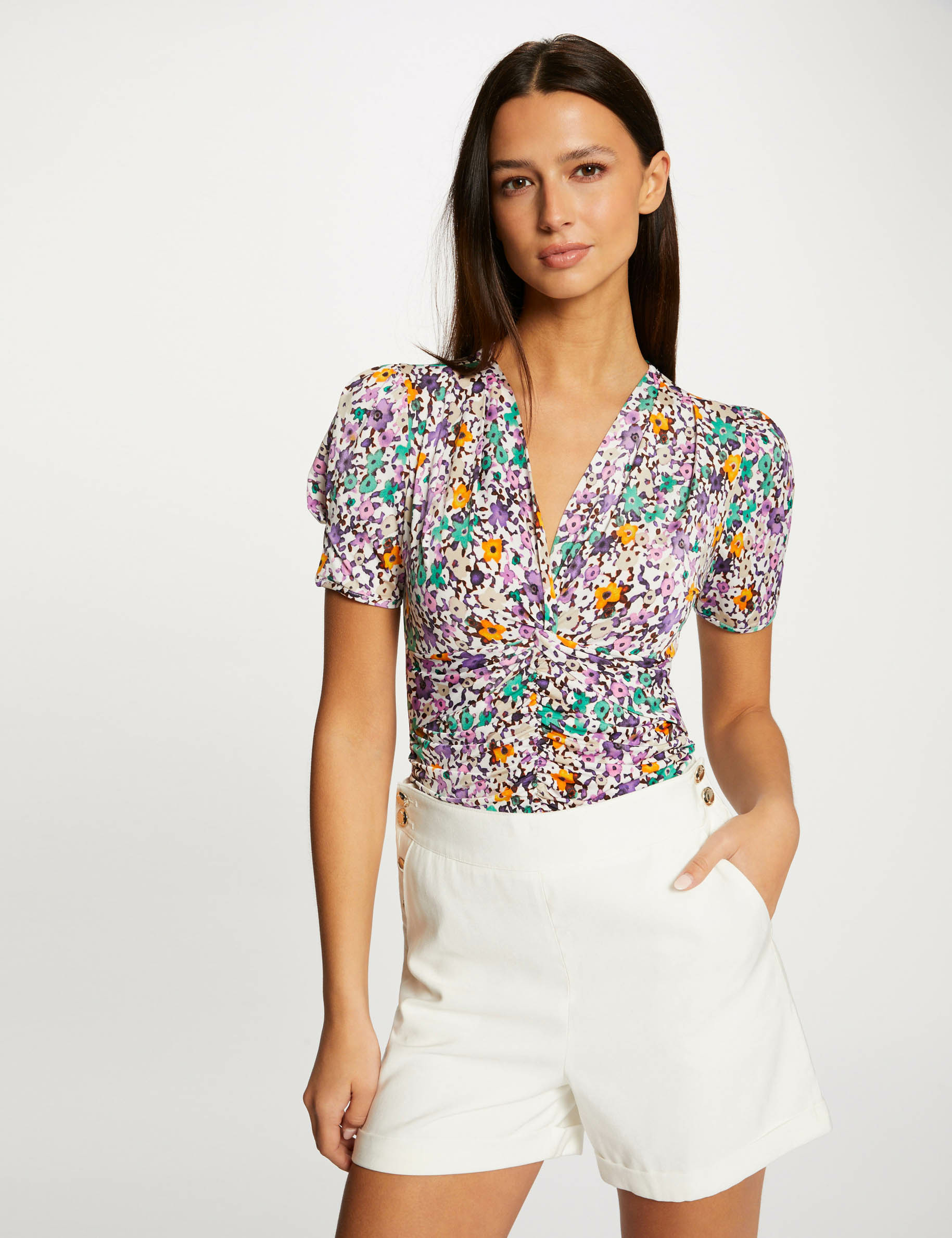 Short-sleeved t-shirt floral print multico ladies'