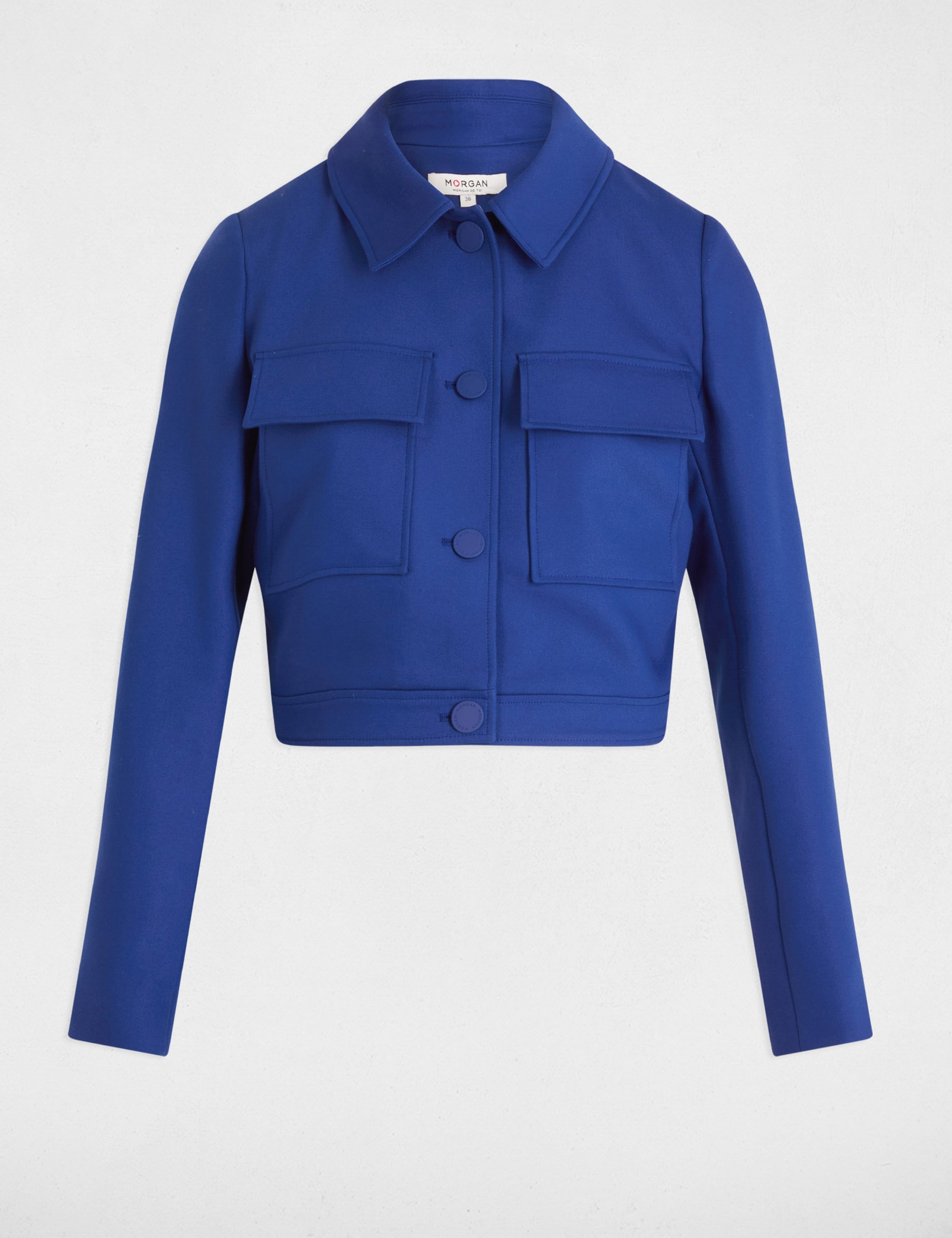 short buttoned jacket electric blue women Short buttoned jacket electric blue women