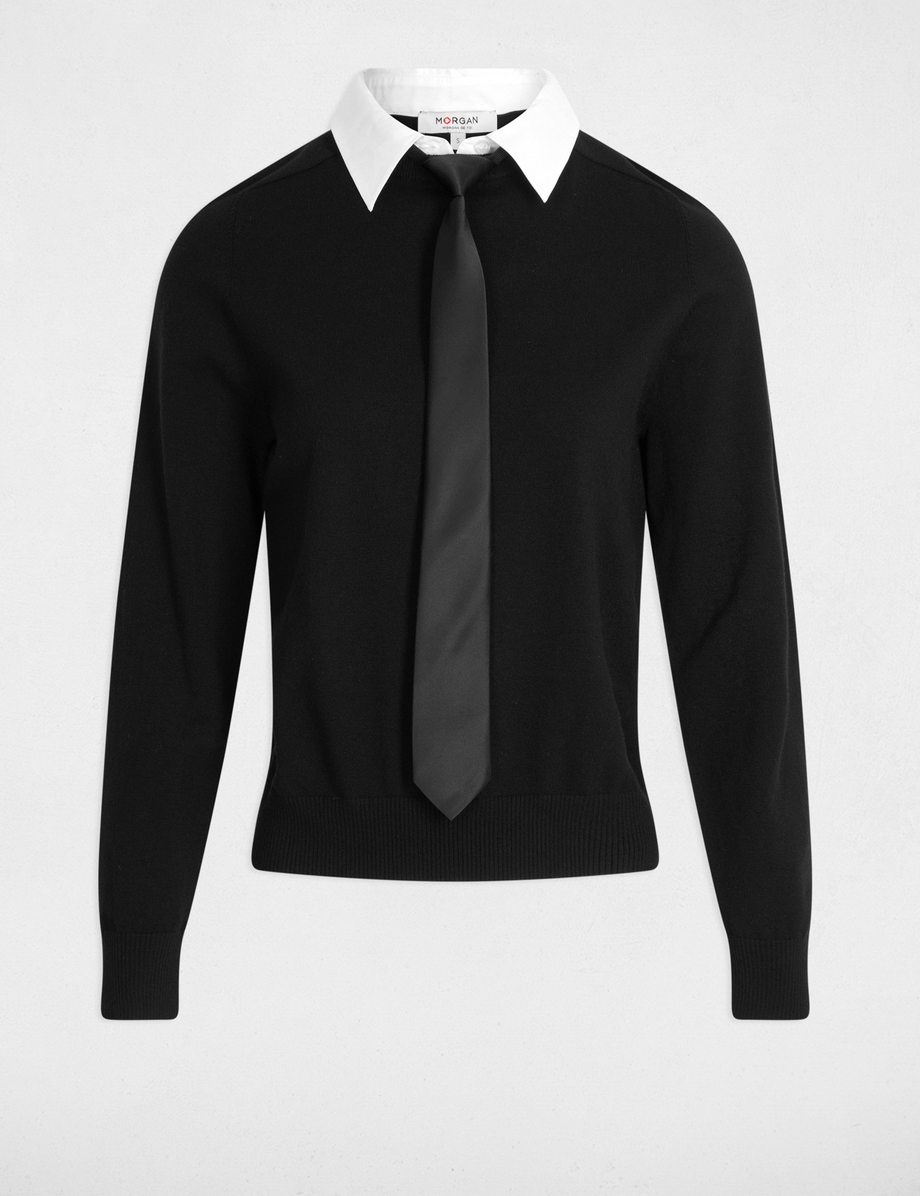 sweater with a turned down collar black women Sweater with a turned-down collar black women