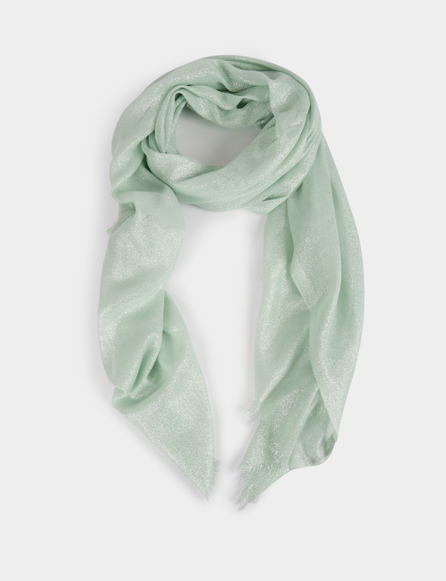 foulard fils metallises vert clair femme Foulard fils métallisés vert clair femme